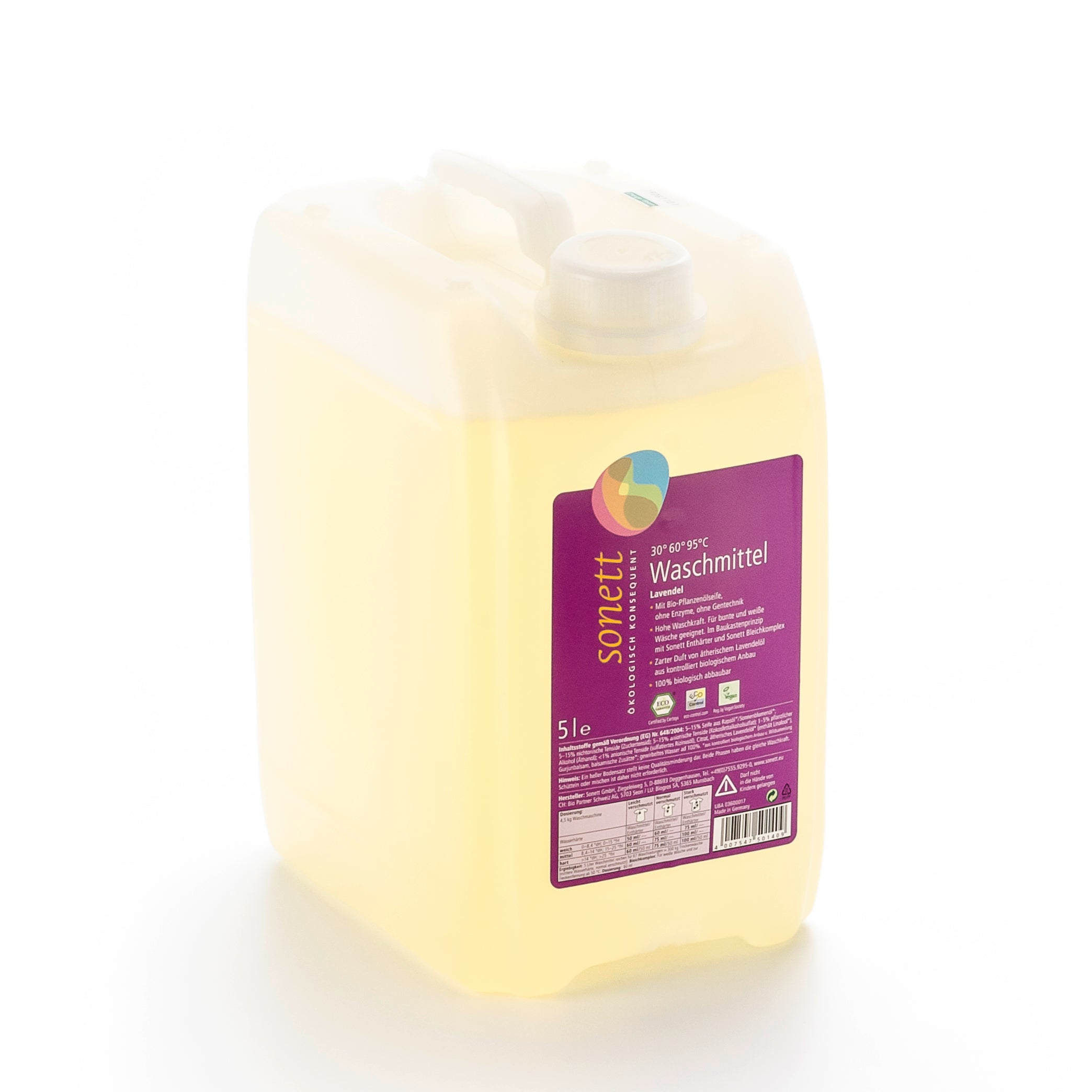 SONETT Lessive Liquide Lavandin 30-95°C Écologique Bidon 5 L