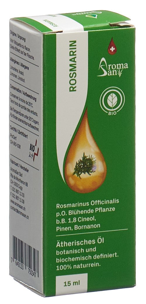 AROMASAN Huile Essentielle Romarin Bio 1.8 Cinéole 15ml | Soin Respiratoire