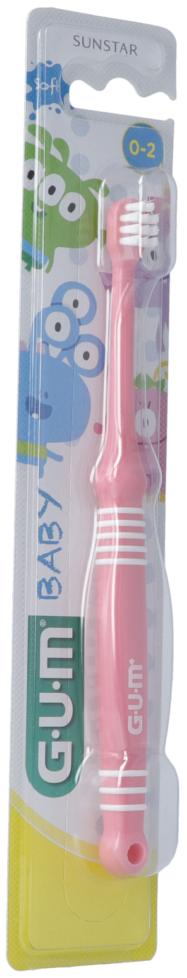 GUM Baby Brosse à Dents Rose 0-2 Ans Douceur Bébé | Soin Oral
