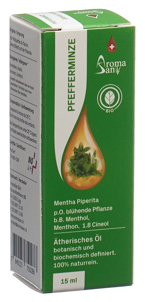 AROMASAN Huile Essentielle Menthe Poivrée Bio 15 ml | Soulagement Naturel