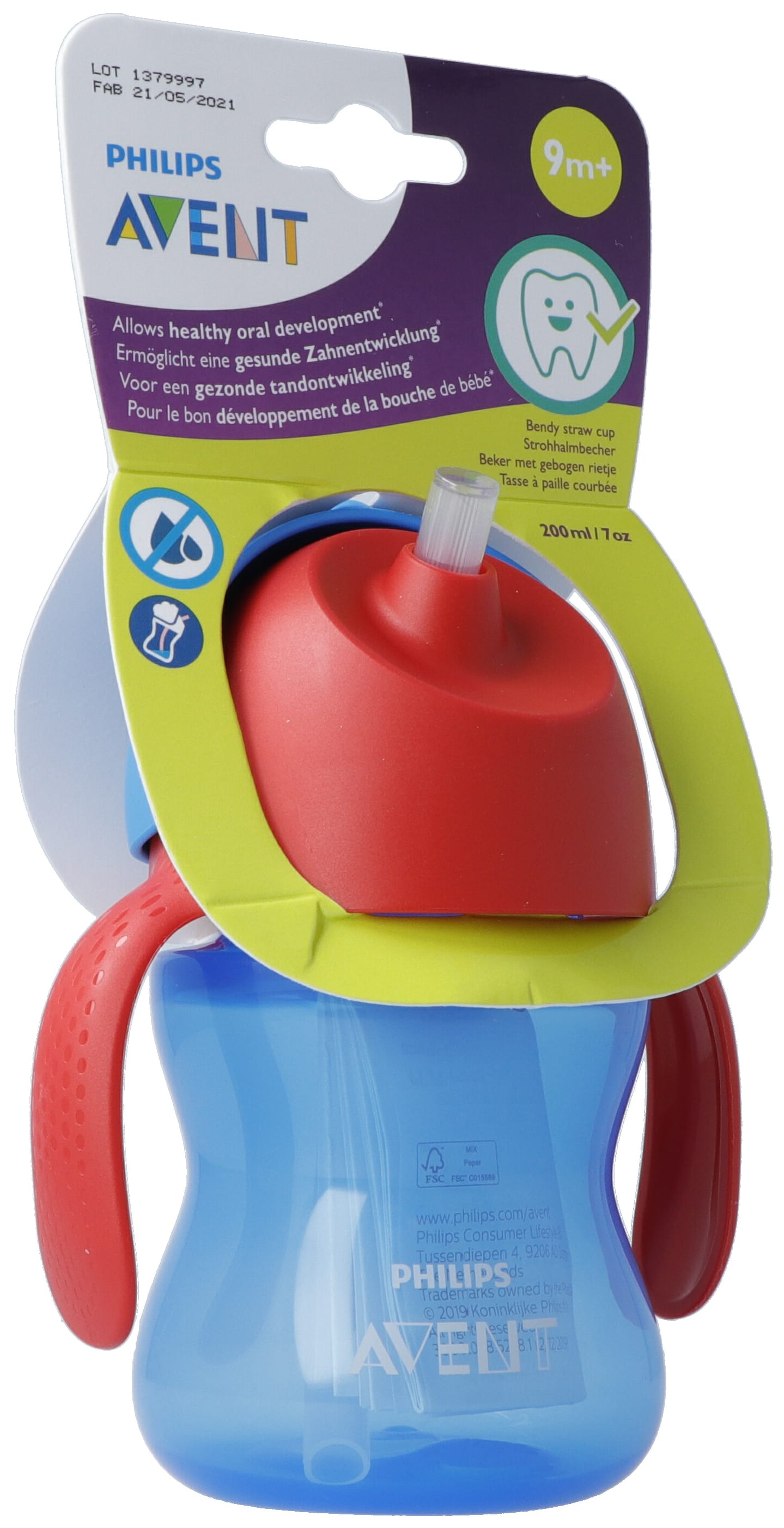 PHILIPS AVENT Tasse Paille 200 ml Bleu | Bébé Apprentissage