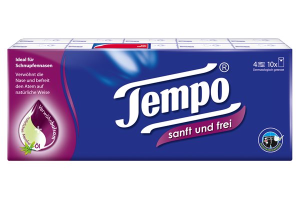 TEMPO Sanft&amp;Frei Mouchoirs Douceur &amp; Protection | Lot de 10 paquets de 9 mouchoirs