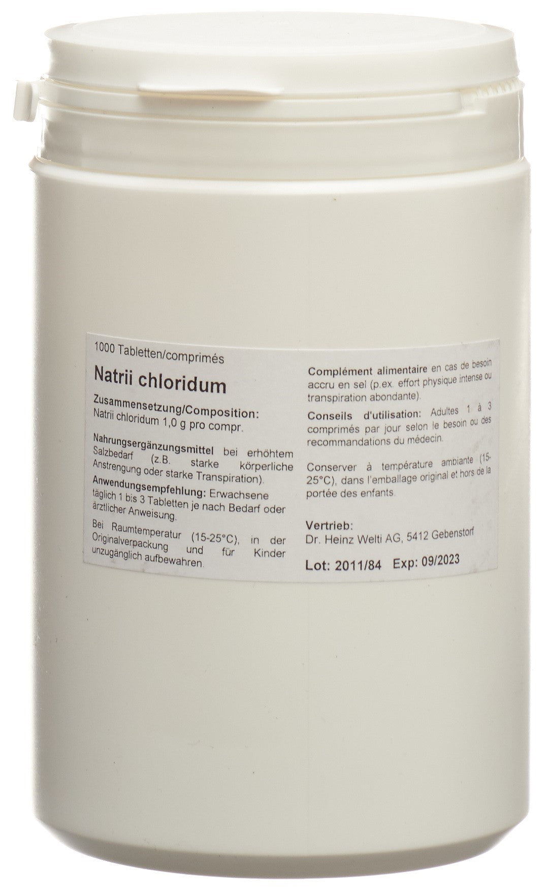 Welti NACL 1g Comprimés | Solution Hydratante 1000 pièces