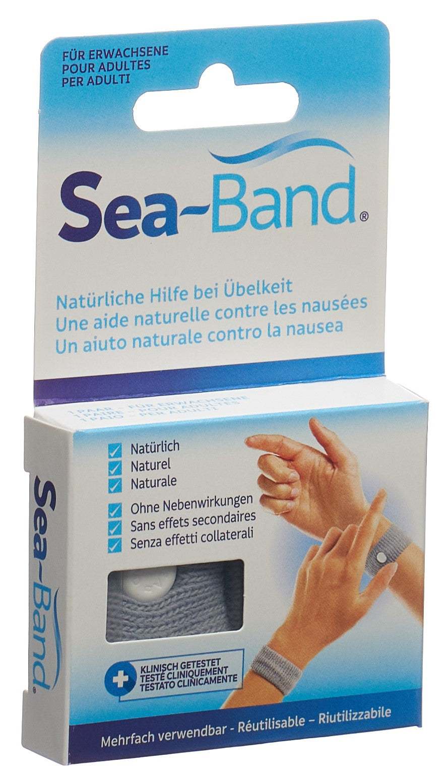 SEA-BAND Bracelet Anti-Nausées Adulte Gris Soulagement Naturel | 1 Paire