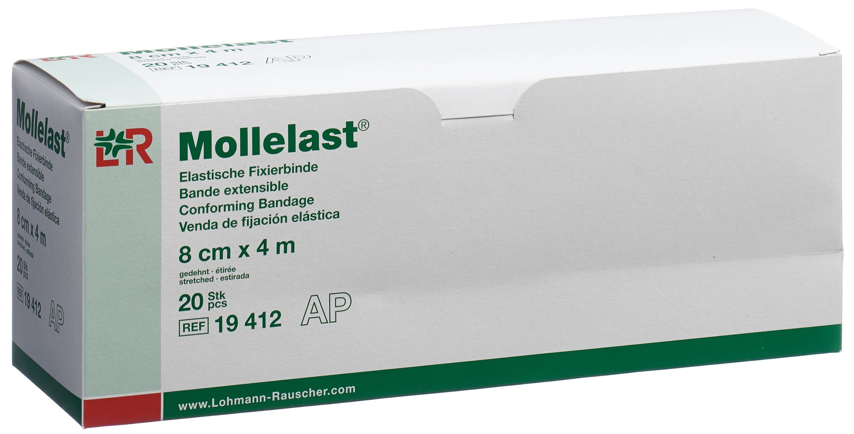 MOLLELAST Bande Élastique Fixation 8cm x 4m Blanc Lot de 20 | Confort &amp; Maintien