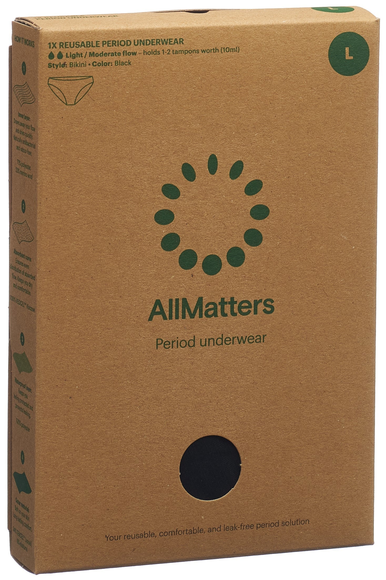 ALLMATTERS Culotte Menstruelle Confortable Absorbante L | Lingerie Intime