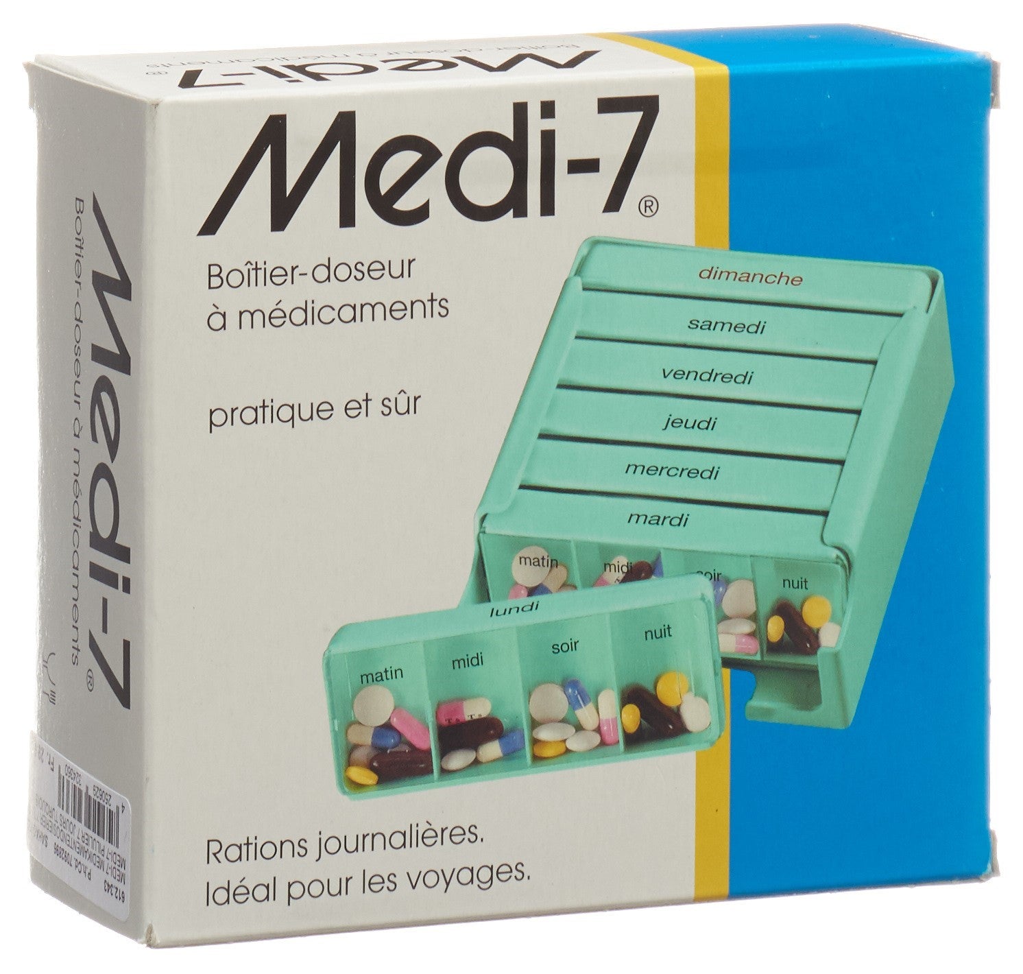SAHAG Medi-7 Pilulier 7 Jours Organisé | Turquoise