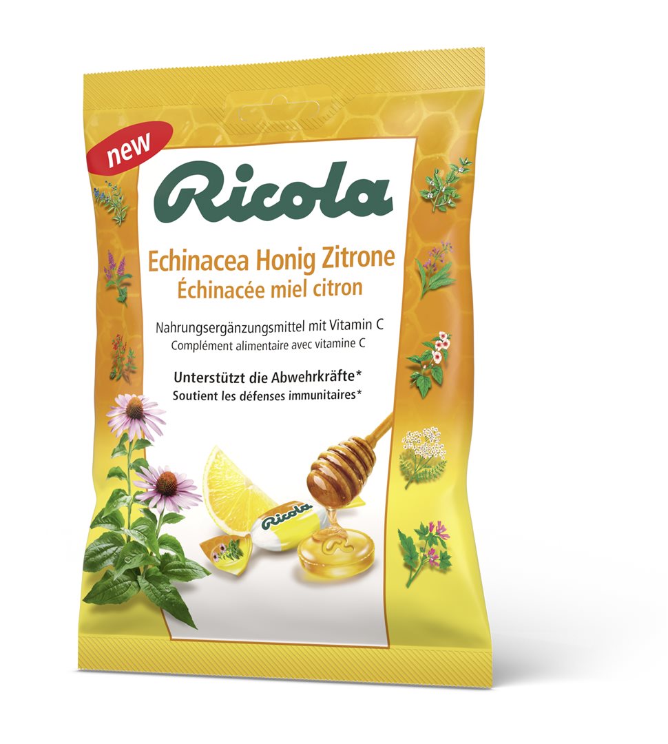 Ricola Echinacée Miel Citron Bonbons Soulage Gorge | 75 g