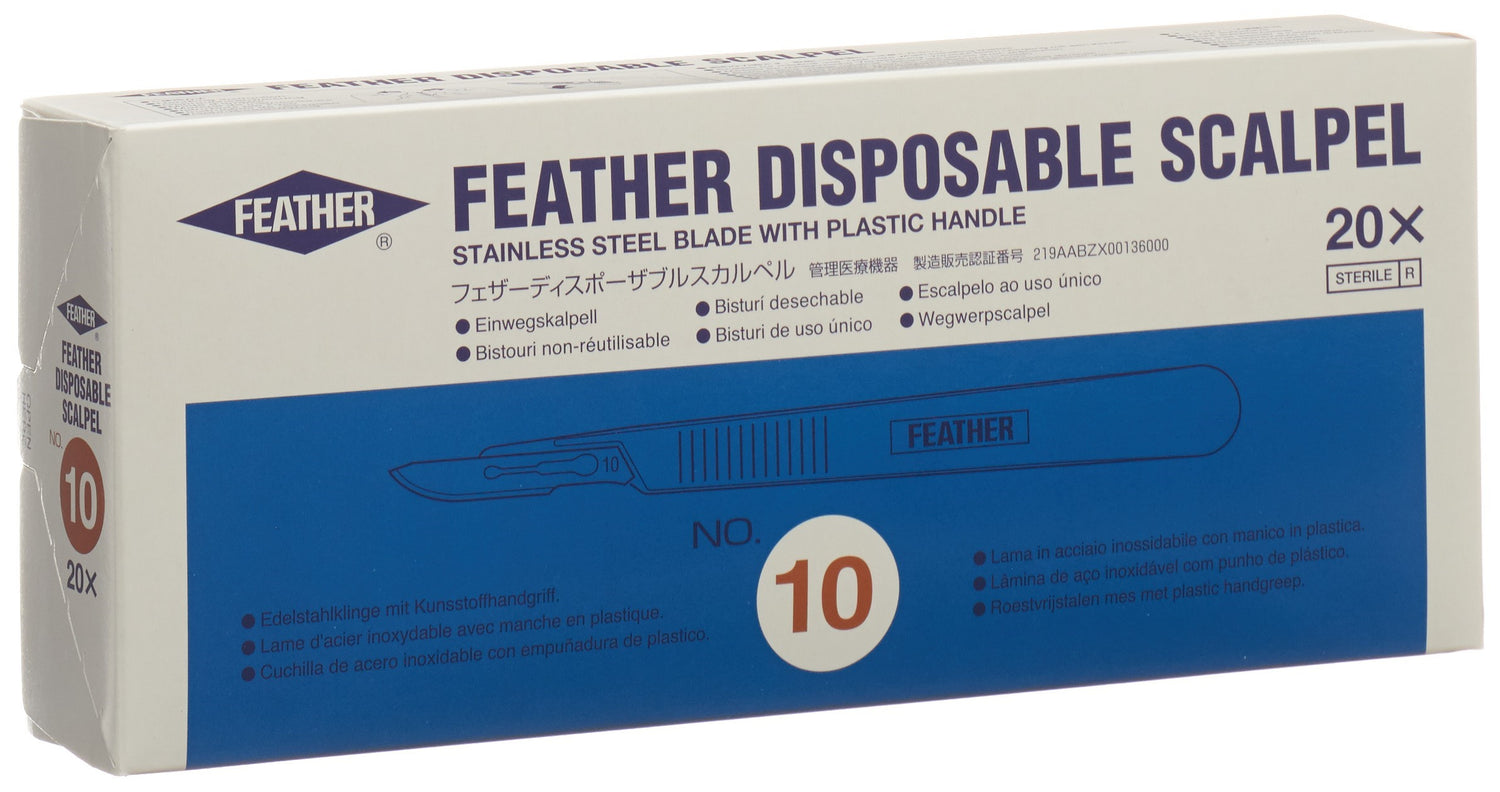 FEATHER Scalpel N°10 Stérile 20 Pièces | Chirurgical Précis