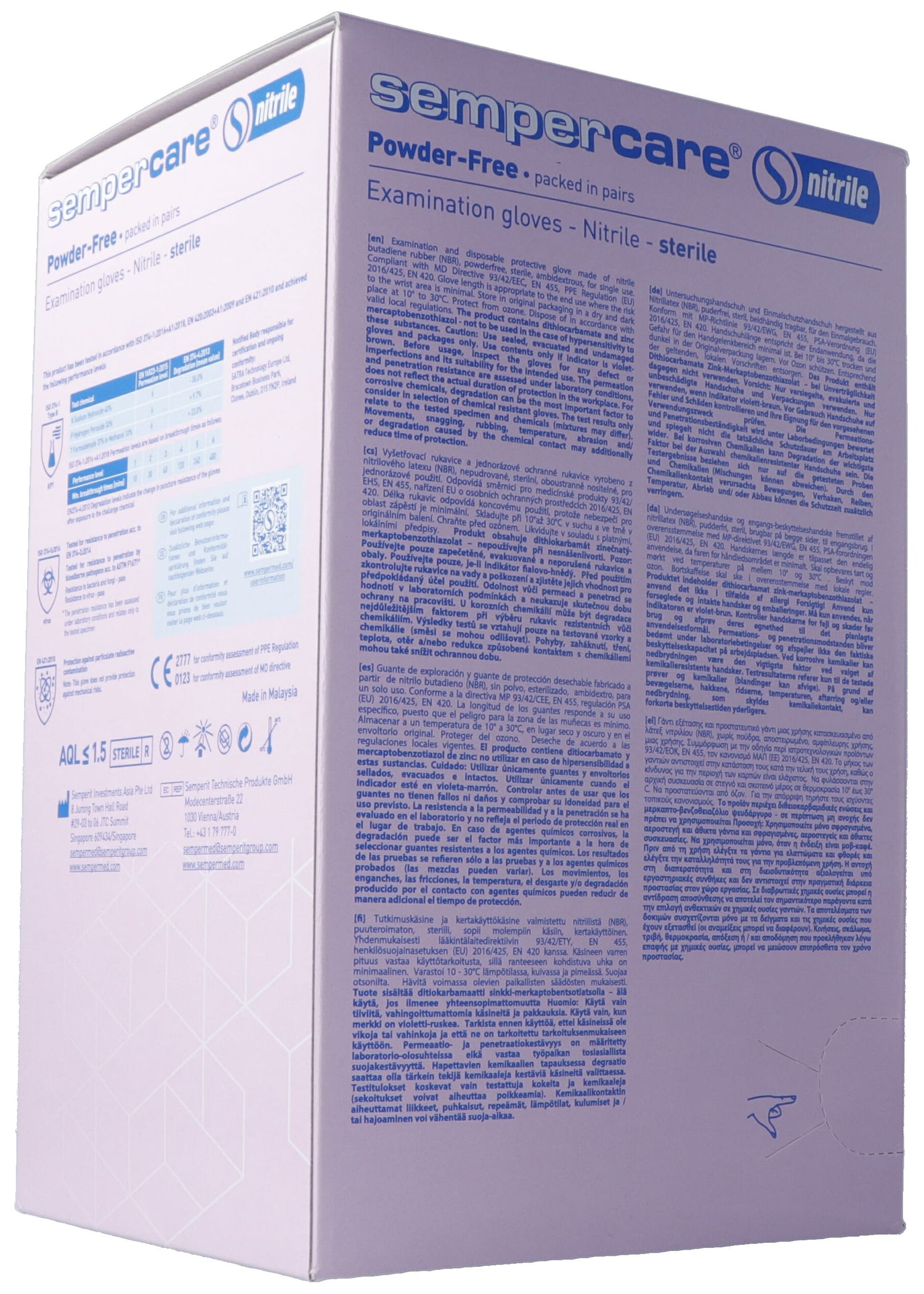 SEMPERCARE Gants Nitrile Stériles Non Poudrés Taille S 100 Paires | Confort &amp; Protection