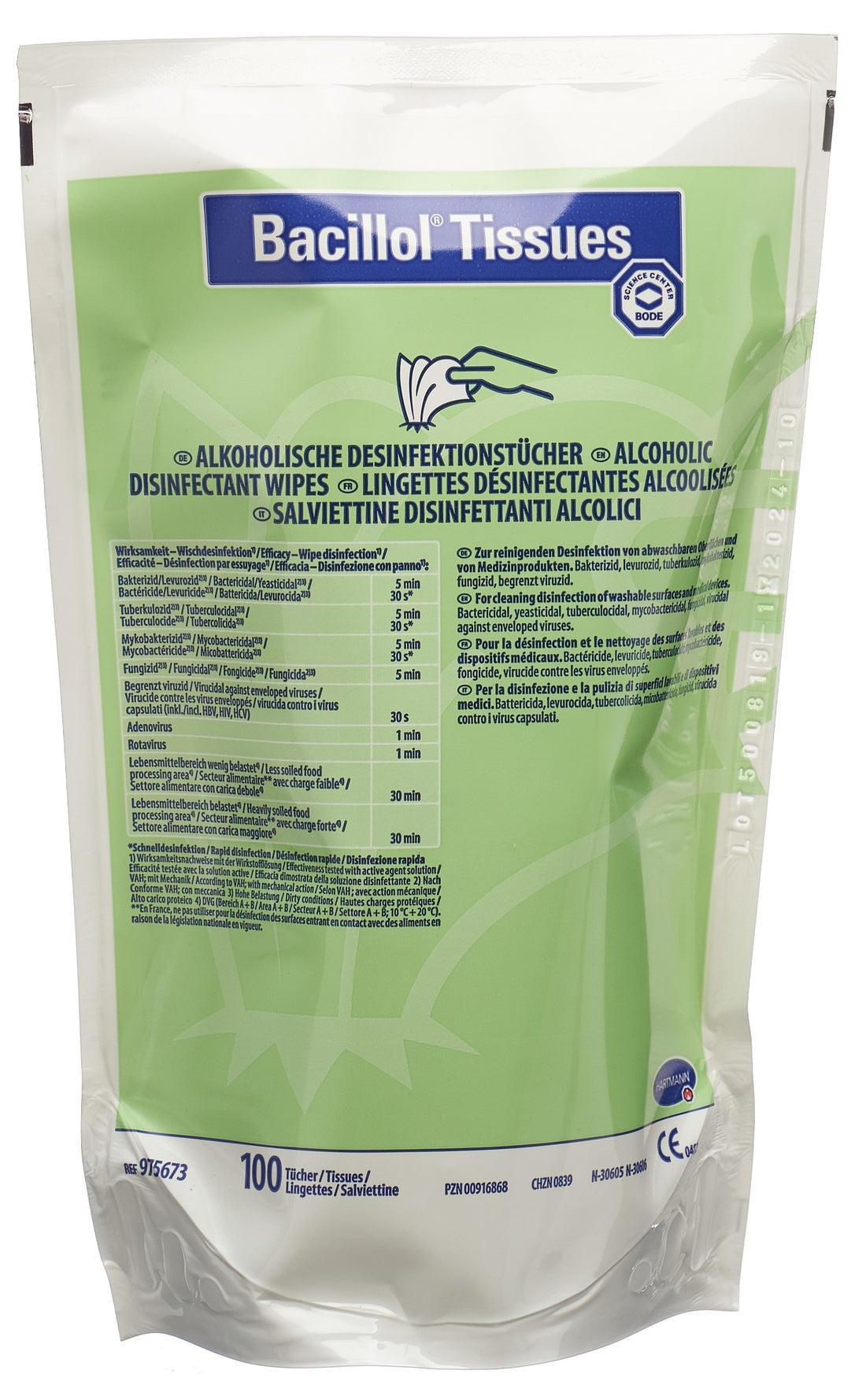 BACILLOL Lingettes Désinfection Surfaces 100 Pièces | Efficacité Pro