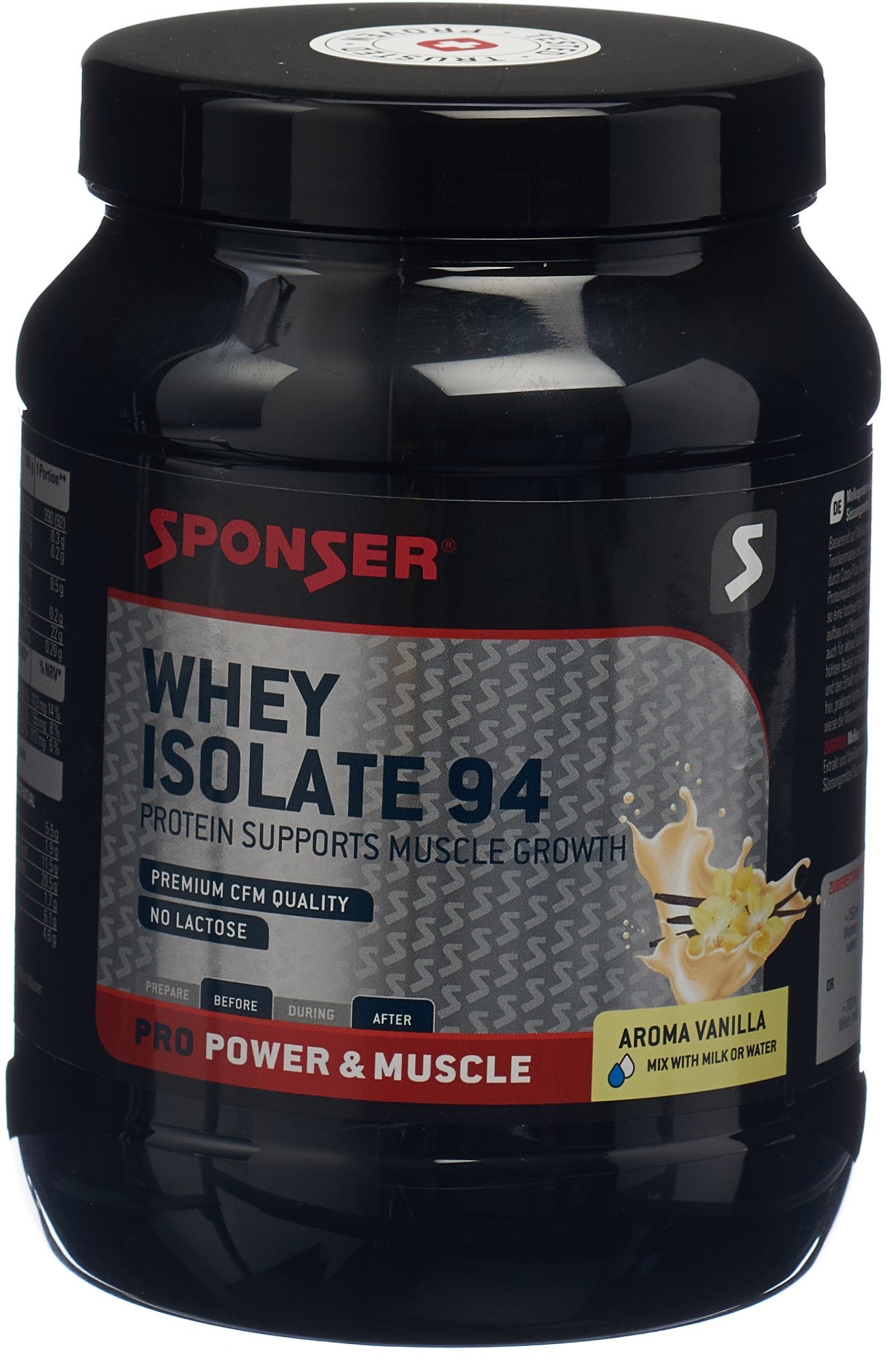SPONSER Whey Isolate 94 Vanille 425 g | Protéine Pure &amp; Assimilation Rapide