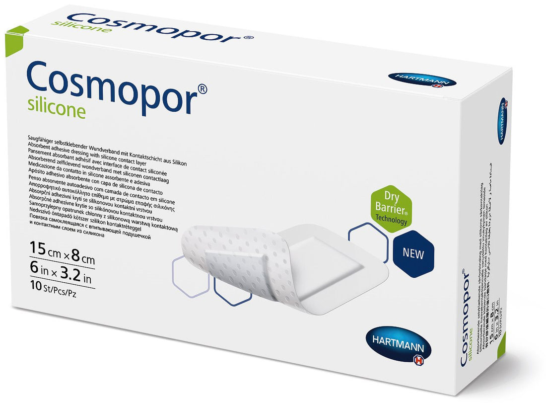 COSMOPOR Pansement Silicone 15x8cm Cicatrisation Douce | Boîte 10 Pièces