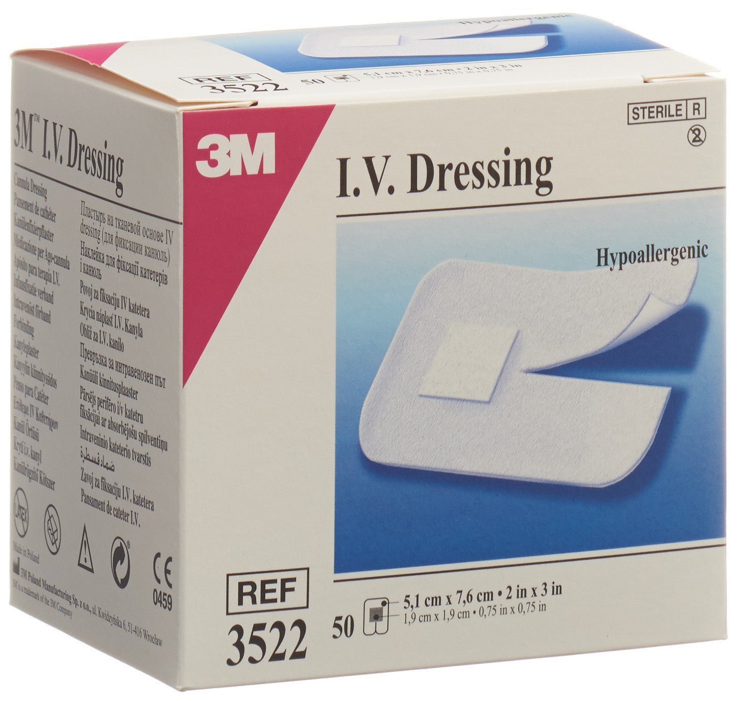 3M MEDIPORE fixation canule iv 5.1x7.6cm st 50 pce