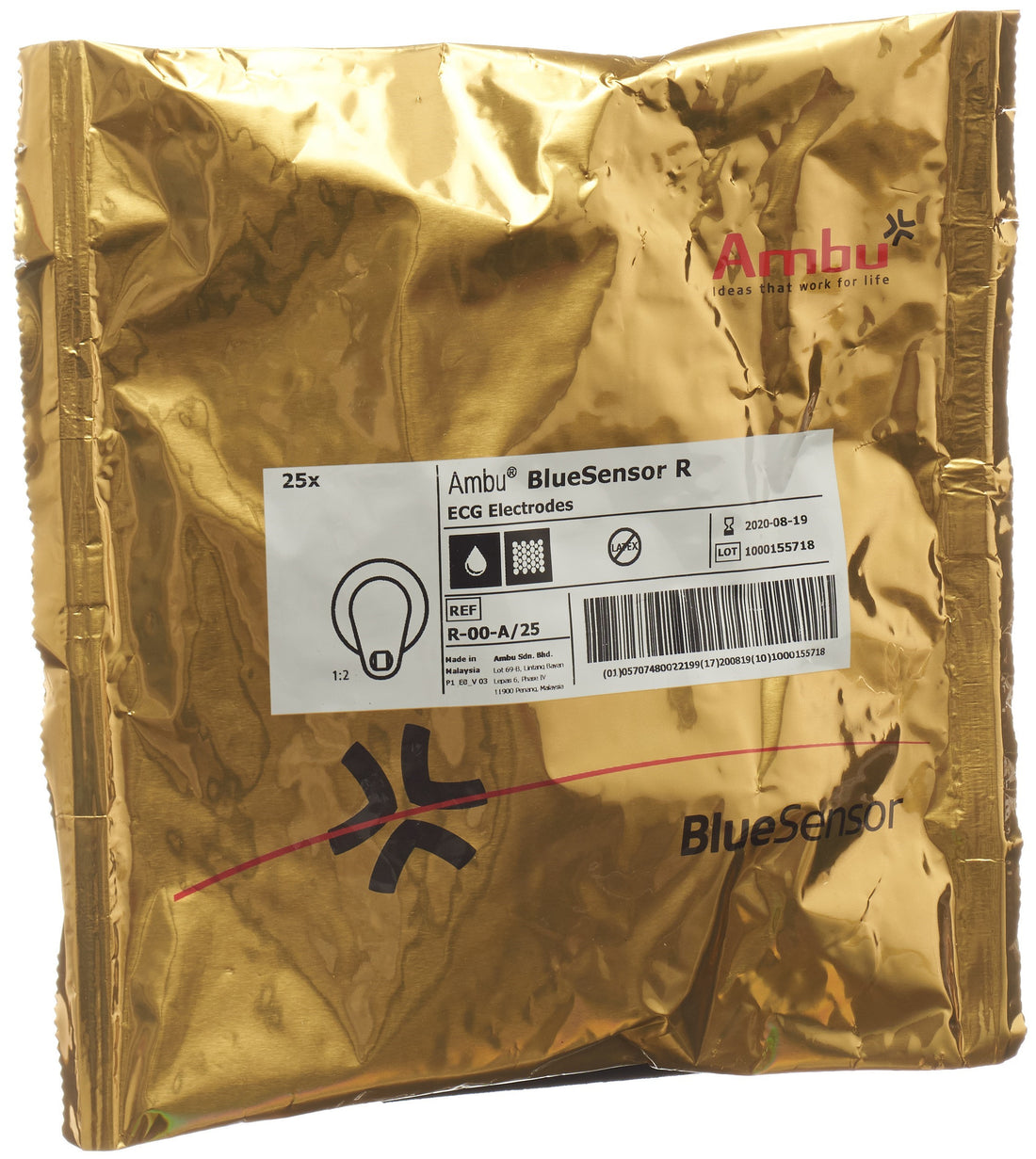 Ambu Blue Sensor ECG Électrodes Fixation Banane 25 Pièces