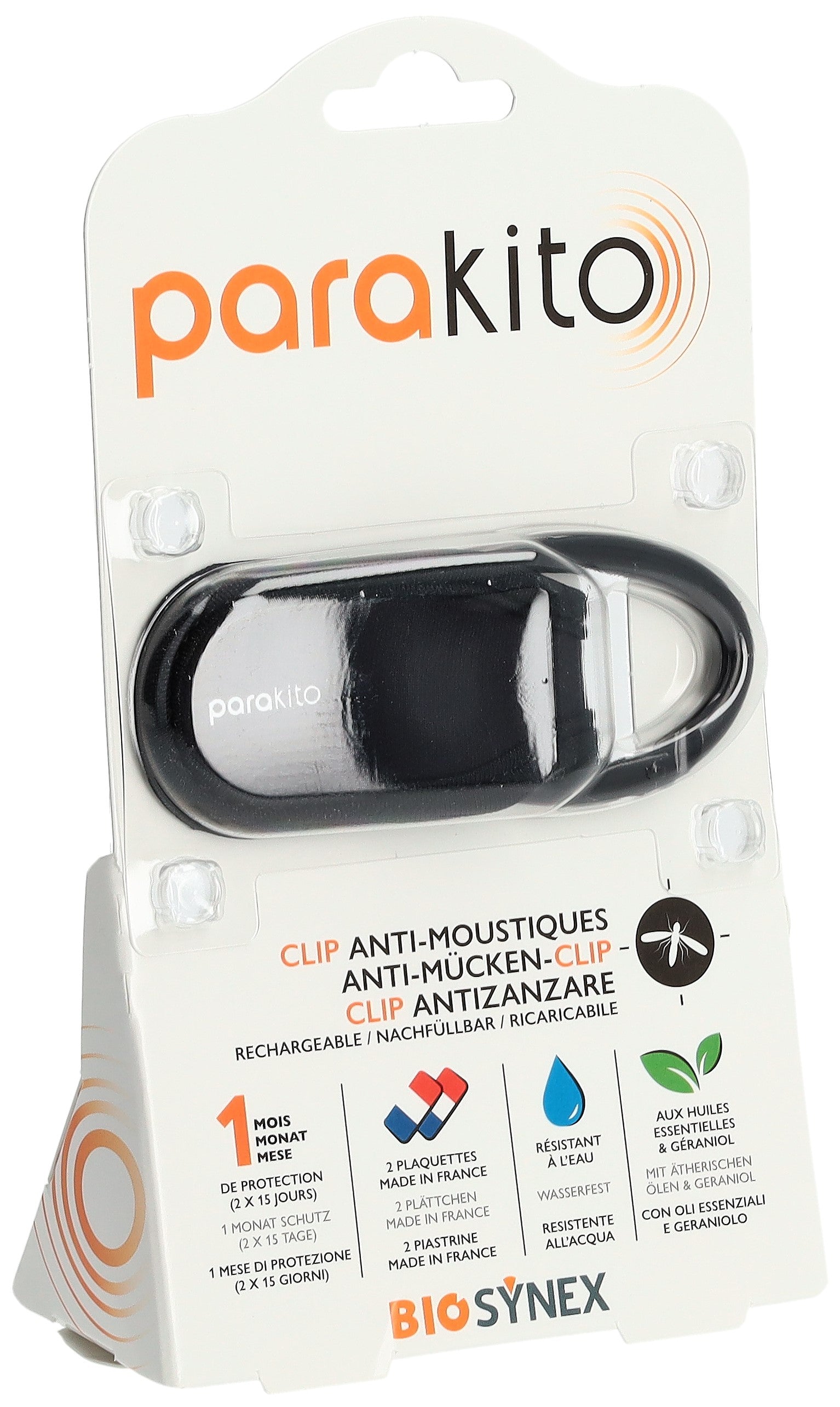 PARAKITO Clips Poussette Sac à Dos Noir Anti-Moustiques | Lot 2