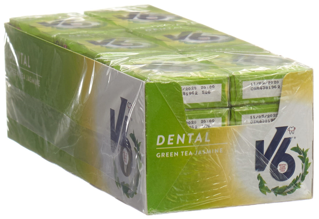 V6 Dental Care chewing gum Green Tea Jasm (