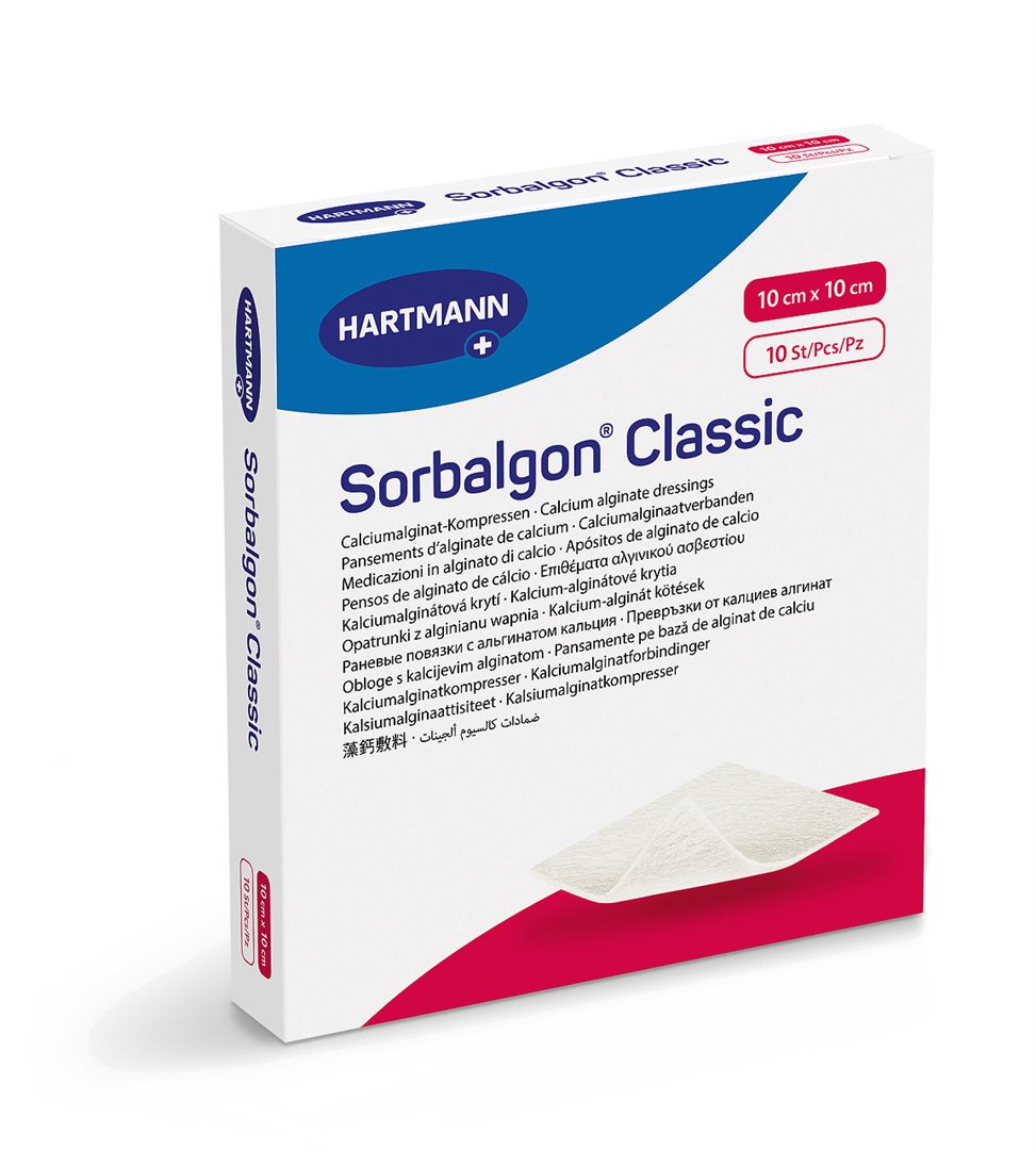 SORBALGON Classic Pansement Alginate 10 x 10 cm | 10 Pièces