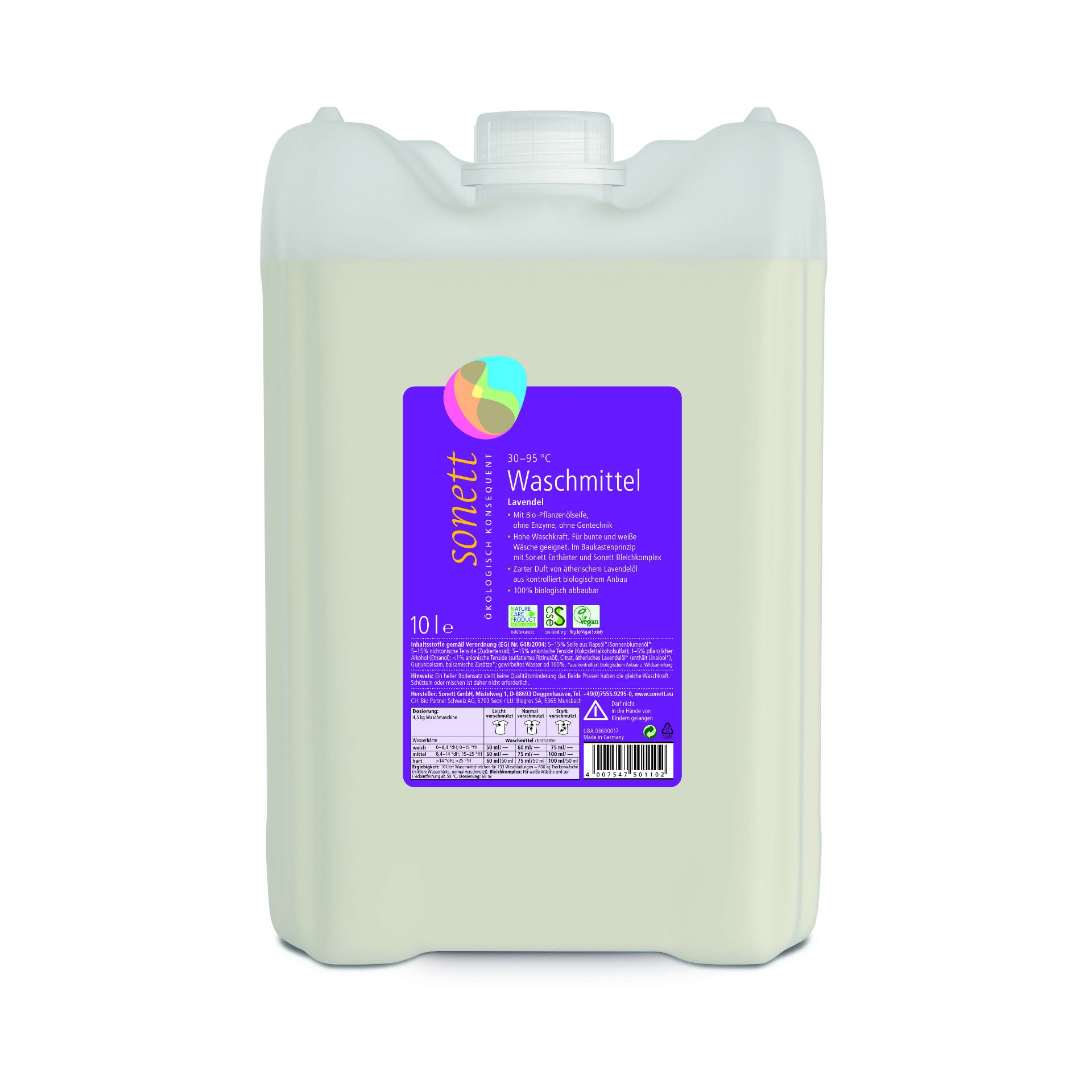SONETT Lessive Liquide Lavandin 30-95°C Écologique Bidon 10 L