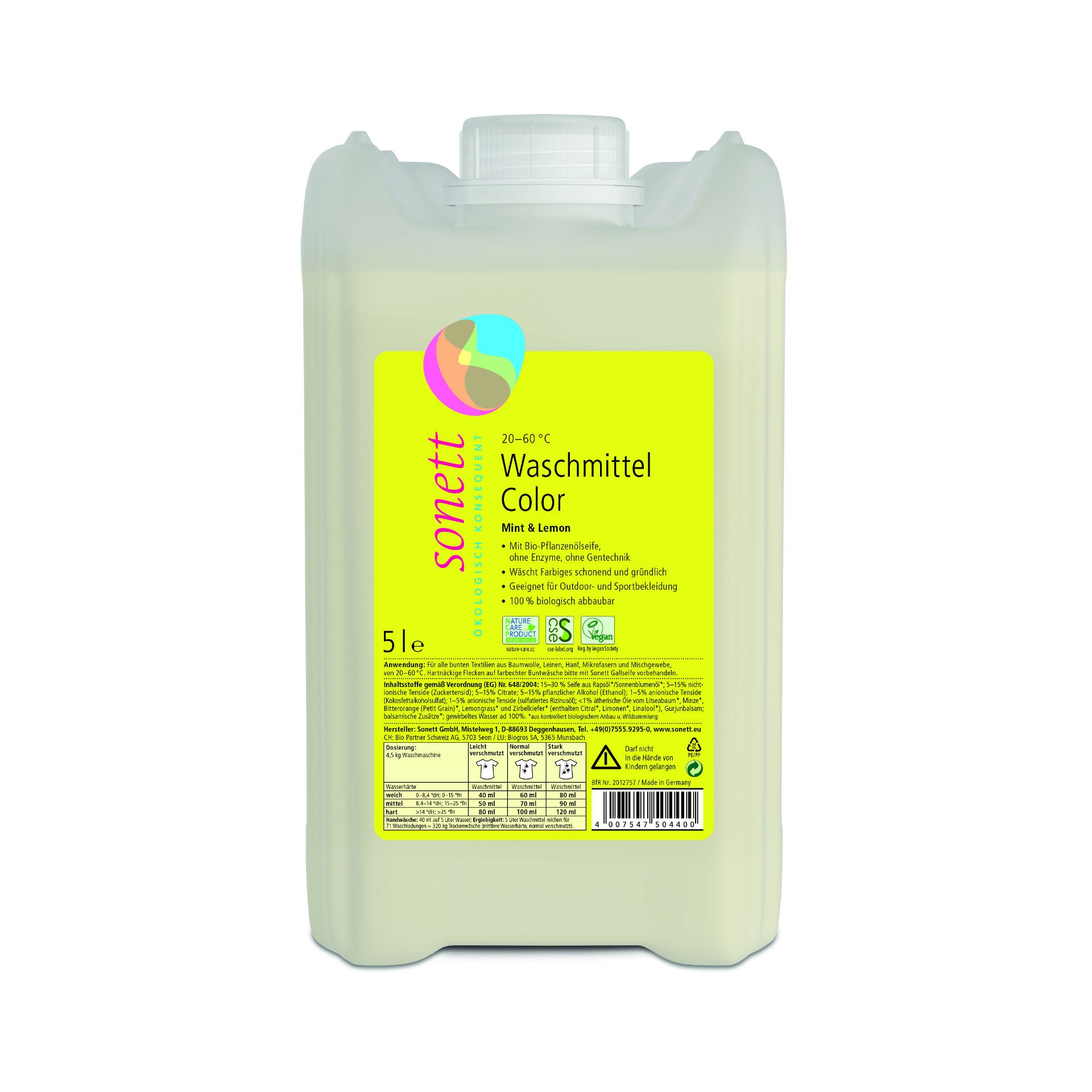 SONETT Lessive Liquide Menthe 5L | Efficace 20°-60°C
