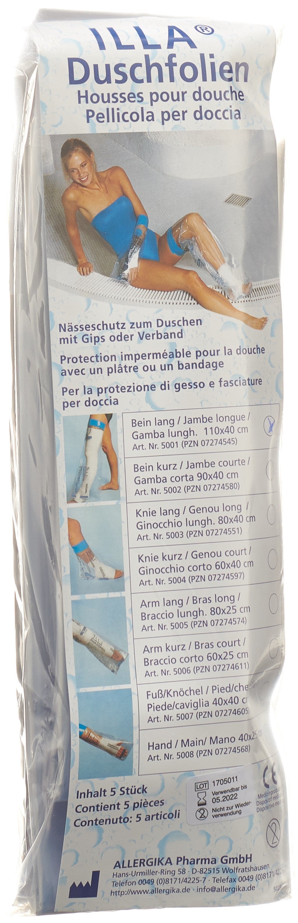 ILLA Protection Douche Jambes 110x40cm | Lot 5 Pièces
