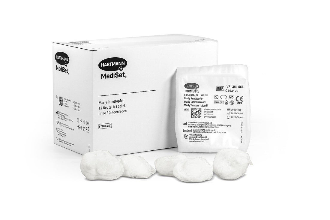 MARLY Tampons Ronds Stériles Gr7 - Soin Absorbant | 12 Sachets x 5 Pièces