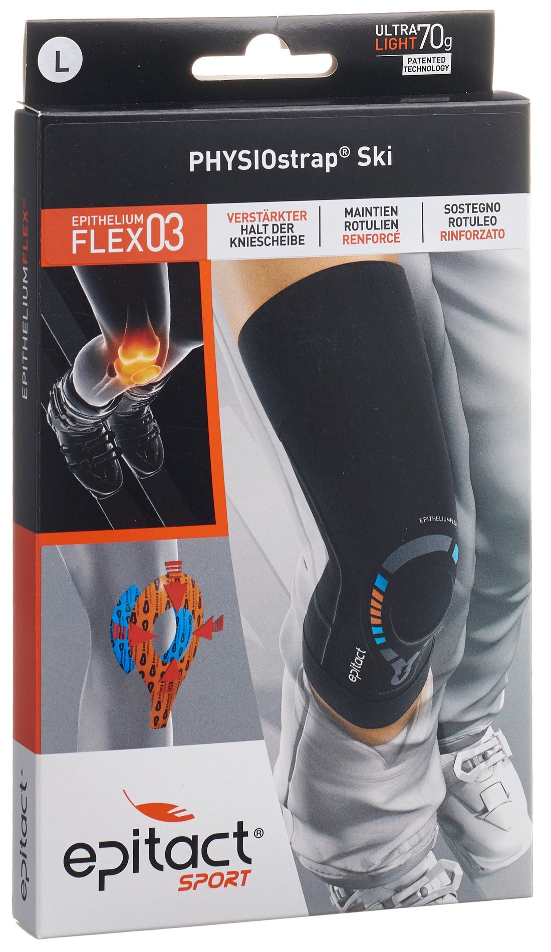 EPITACT Physiostrap Genou Ski - Soutien &amp; Stabilité | Taille M 38-41cm