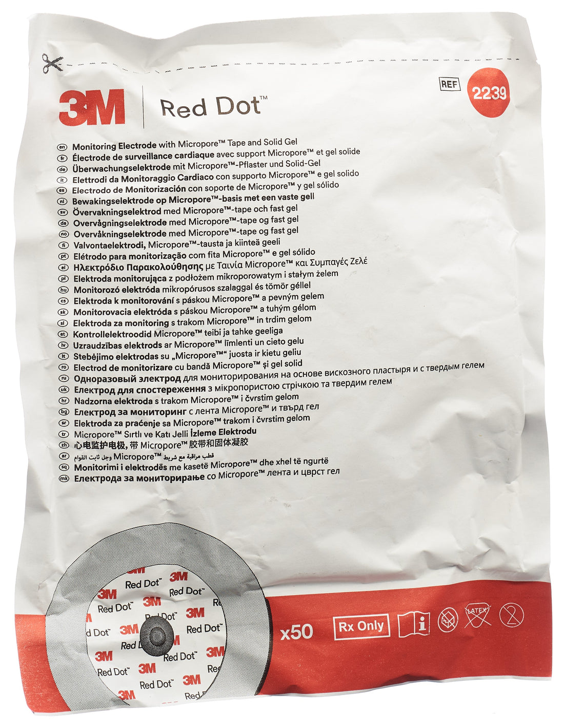 3M RED DOT ECG éléct Micropore ad rond nouv 50 pce