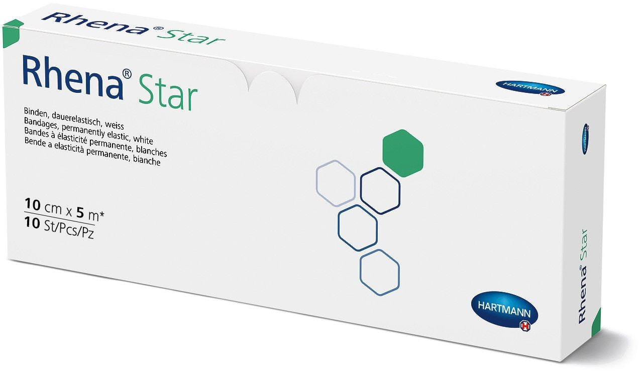 RHENA Star Bande Élastique 10cm x 5m Blanc - Lot de 10 | Confort &amp; Maintien