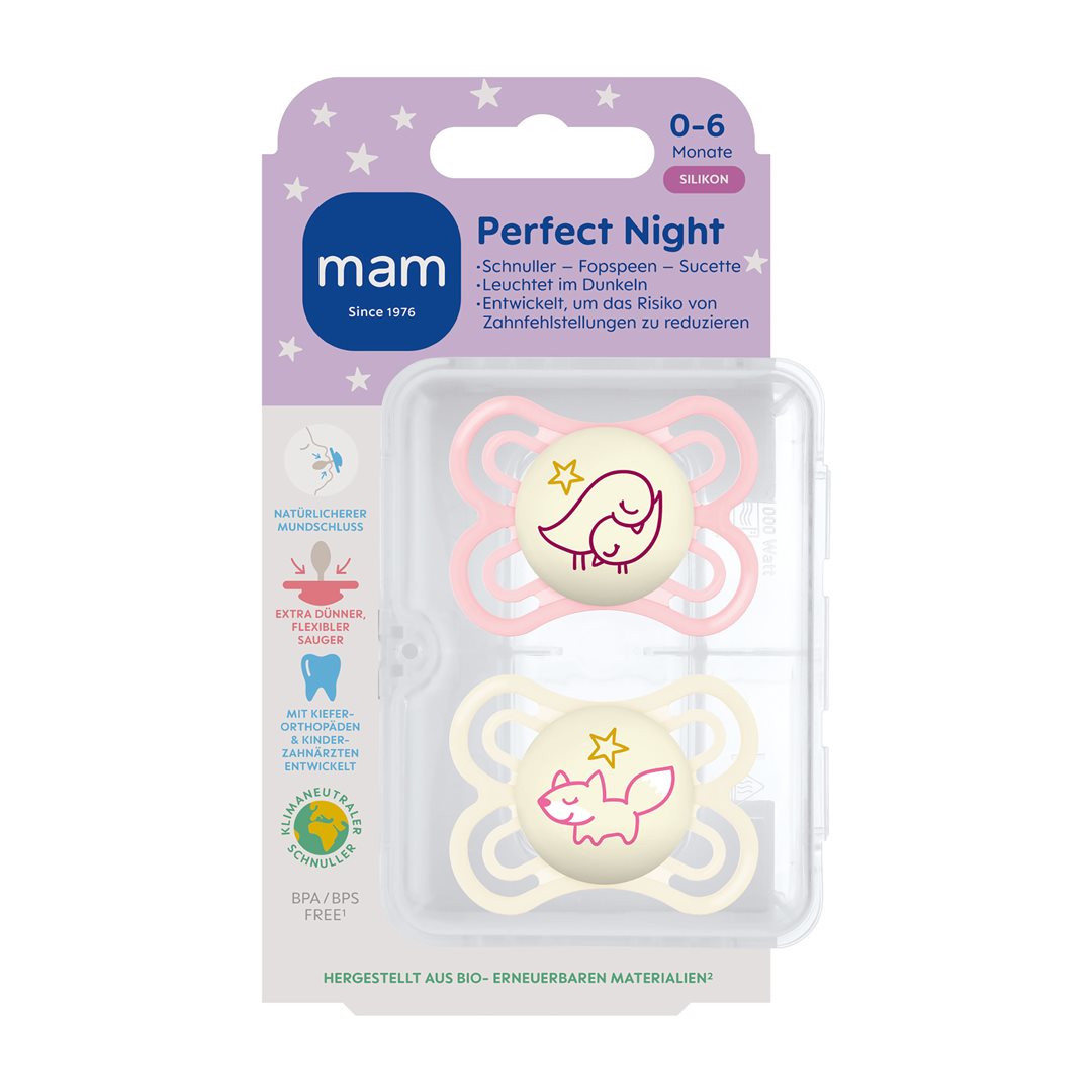 MAM Perfect Night Sucette Silicone 0-6 Mois 2 Pièces Calme Bébé