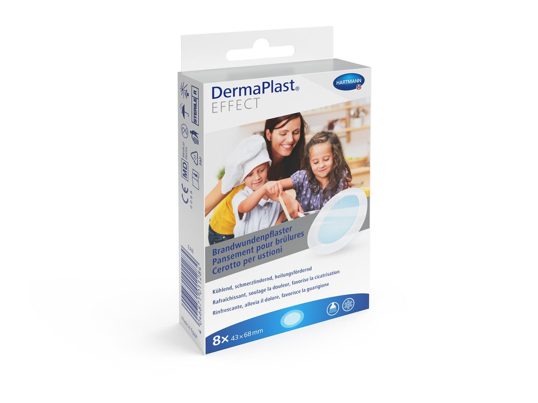 DERMAPLAST Pansement Brûlure Soulage et Protège 43x68mm 8 Pièces