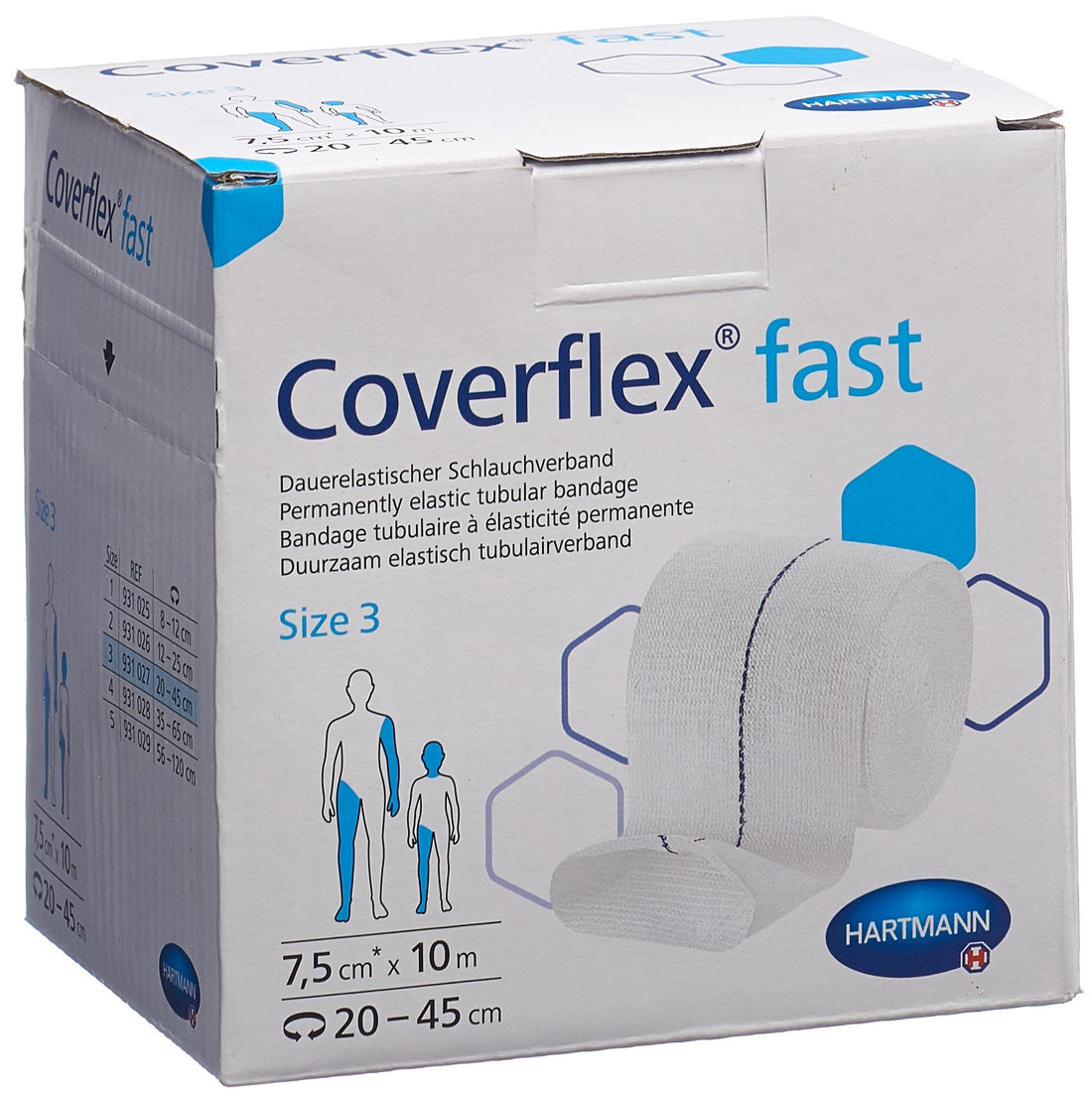 COVERFLEX Fast Bande Élastique Compress. Gr3 10m x 7.5cm Bleu