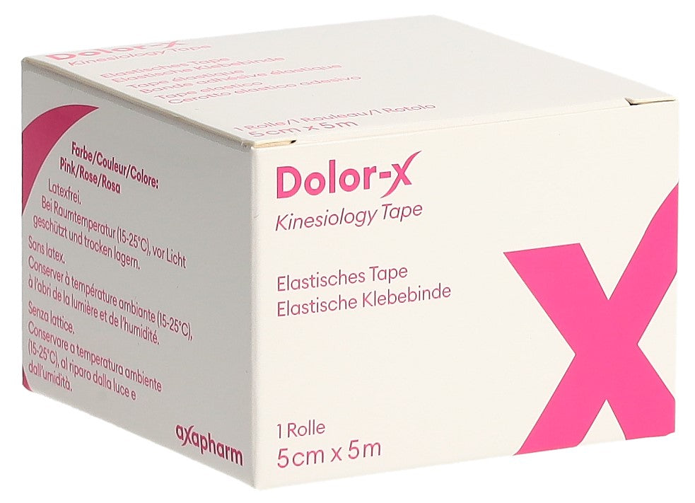 DOLOR-X Kinesiology Tape Rose Soulage Douleurs Musculaires | 5 cm x 5 m