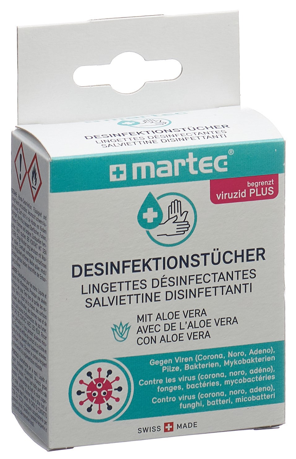 MARTEC Lingettes Désinfectantes Aloe Vera 10 Pièces | Nettoyage Doux