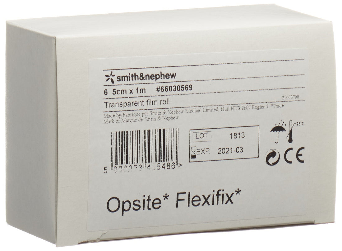 Smith+Nephew Opsite Flexifix Film Transparent Pansement Cicatrisant | Rouleau 5 cm x 1 m (x6)