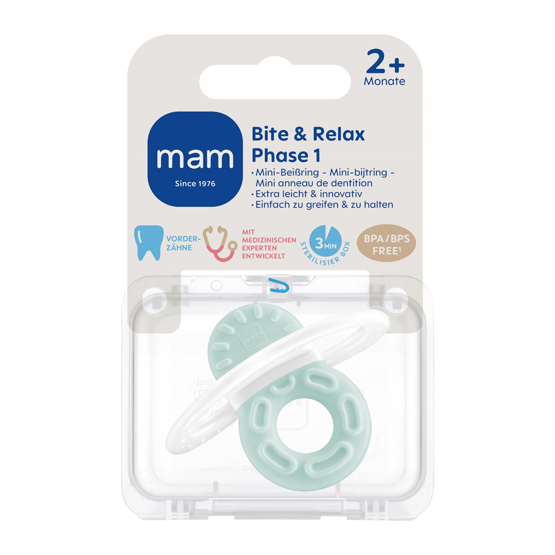 MAM Bite &amp; Relax Anneau de Dentition Phase 1 Soulage Poussées Dentaires 2 mois+