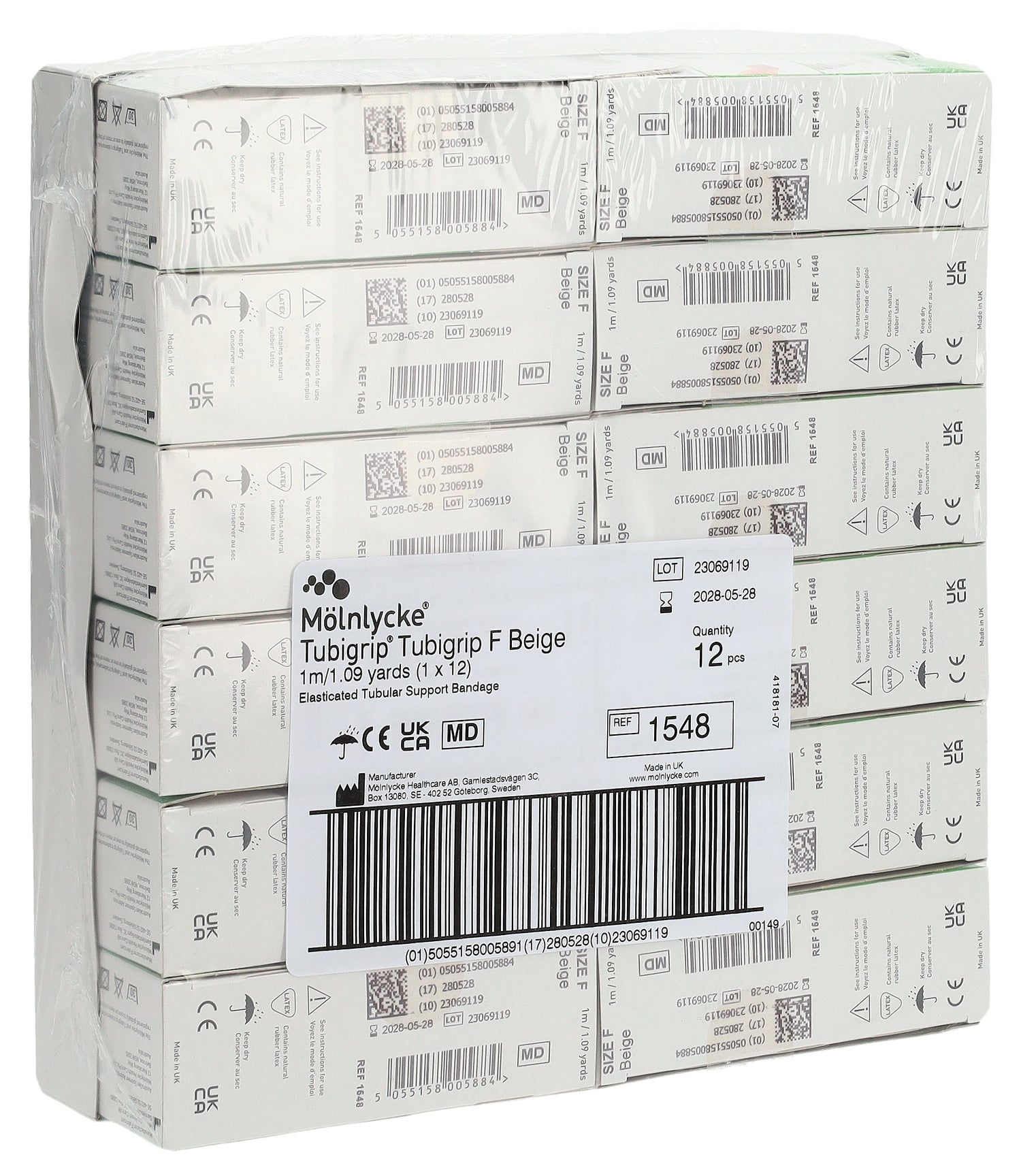 Tubigrip Bandage Tubulaire Taille F 1m x 10cm Lot de 12