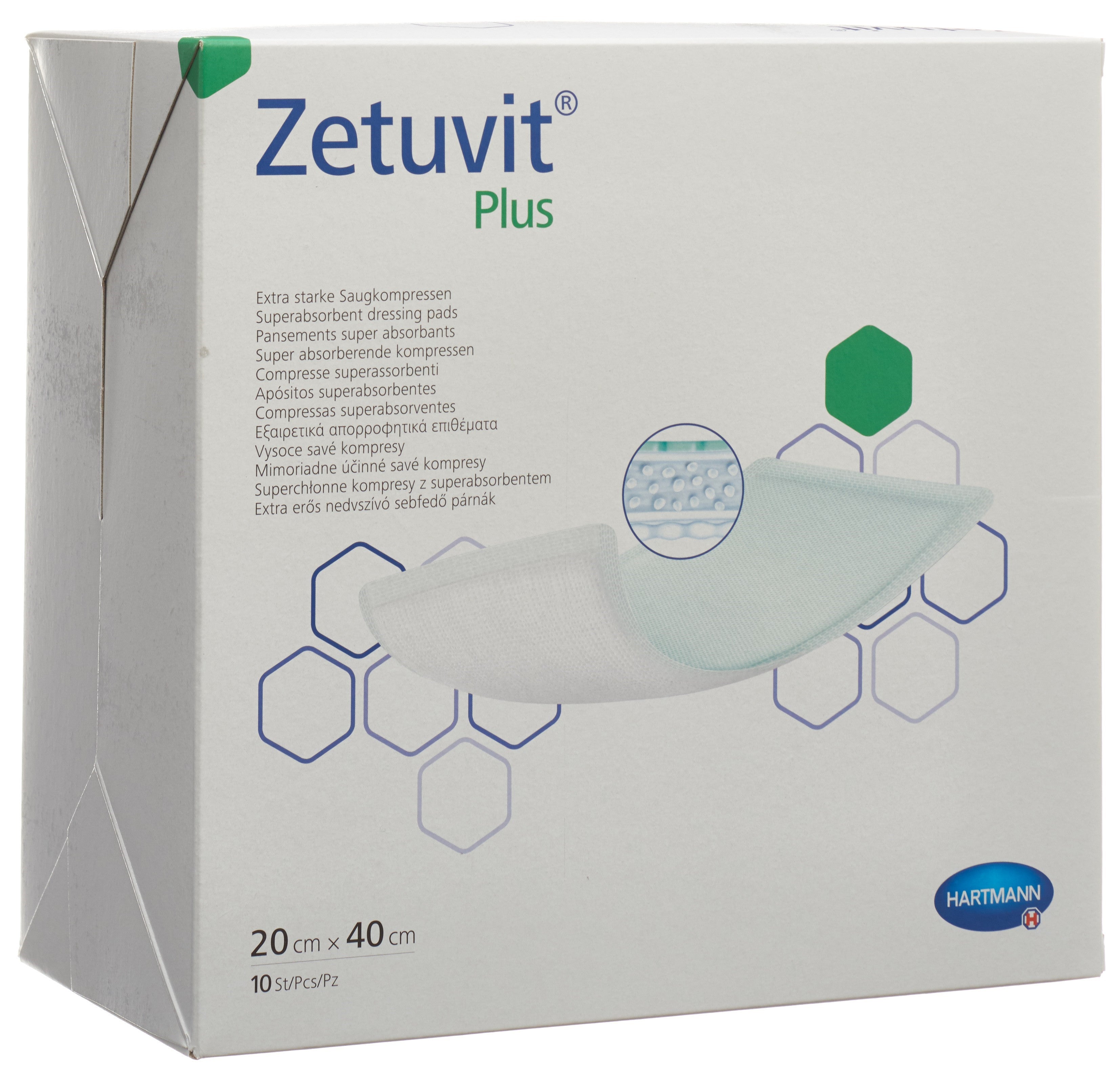 ZETUVIT Plus compresse absorbante 20x40cm 10 pce