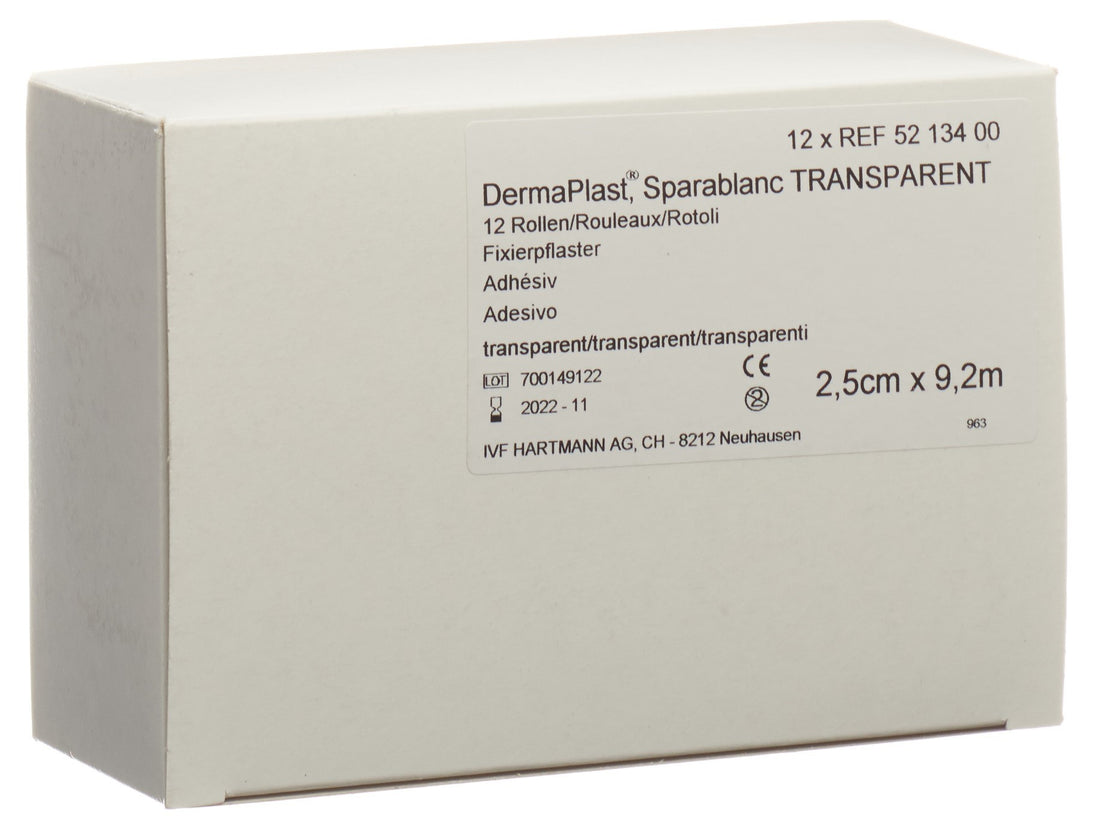 SPARABLANC Sparadrap Transparent 2.5cm x 9.2m 12 Pièces | Soin Blessures