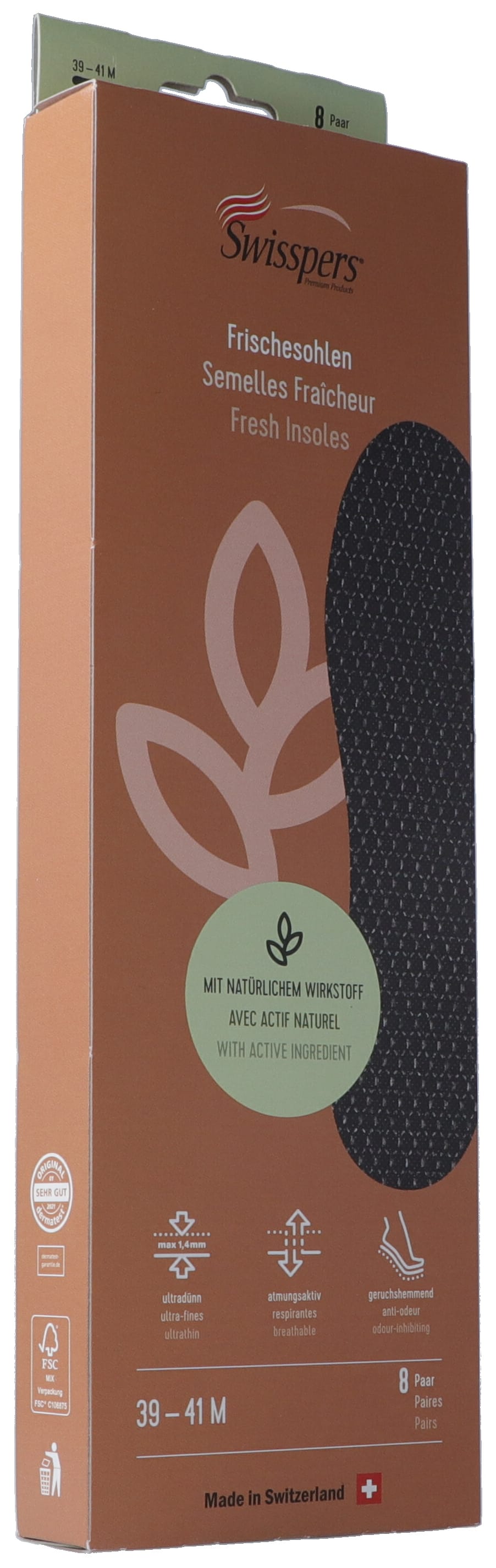 SWISSPERS Semelles Fraîcheur Homme 41 Noir 8 Paires | Confort &amp; Hygiène