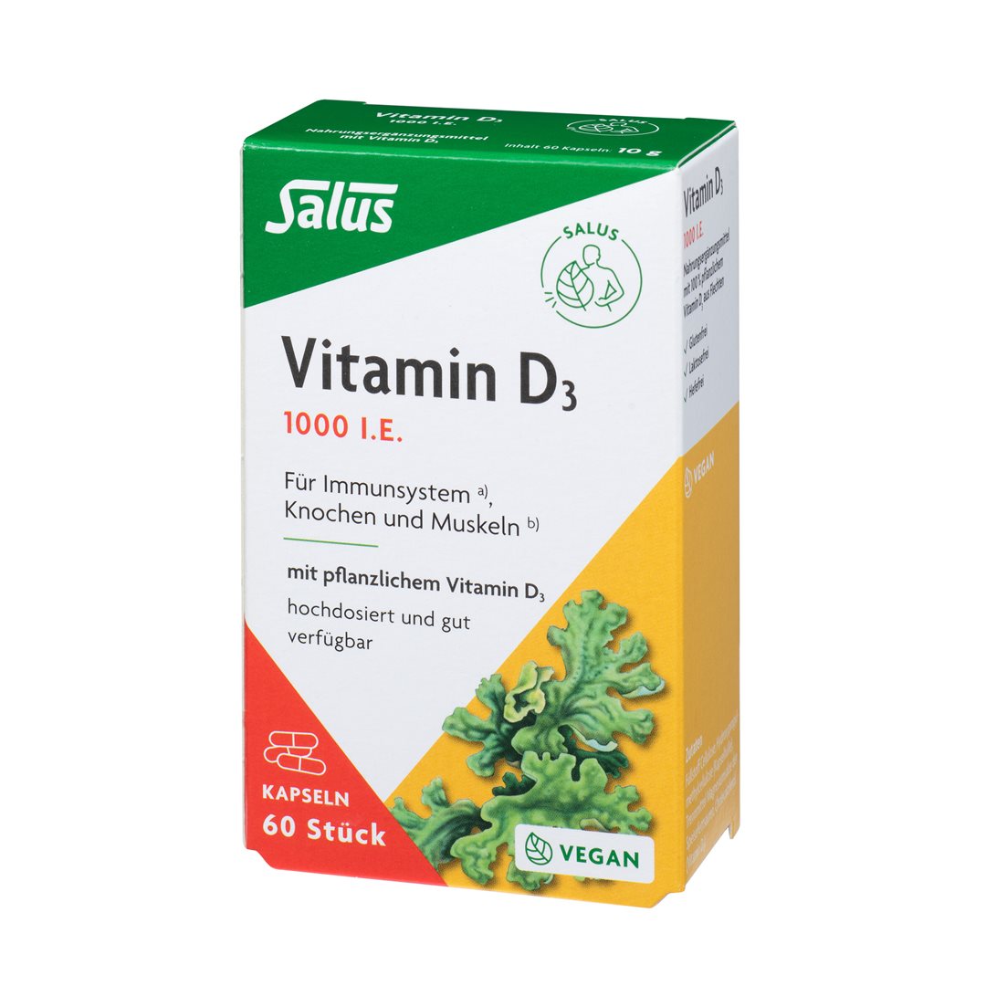 SALUS Vitamine D3 1000 UI Complément Alimentaire Vegan 60 Capsules
