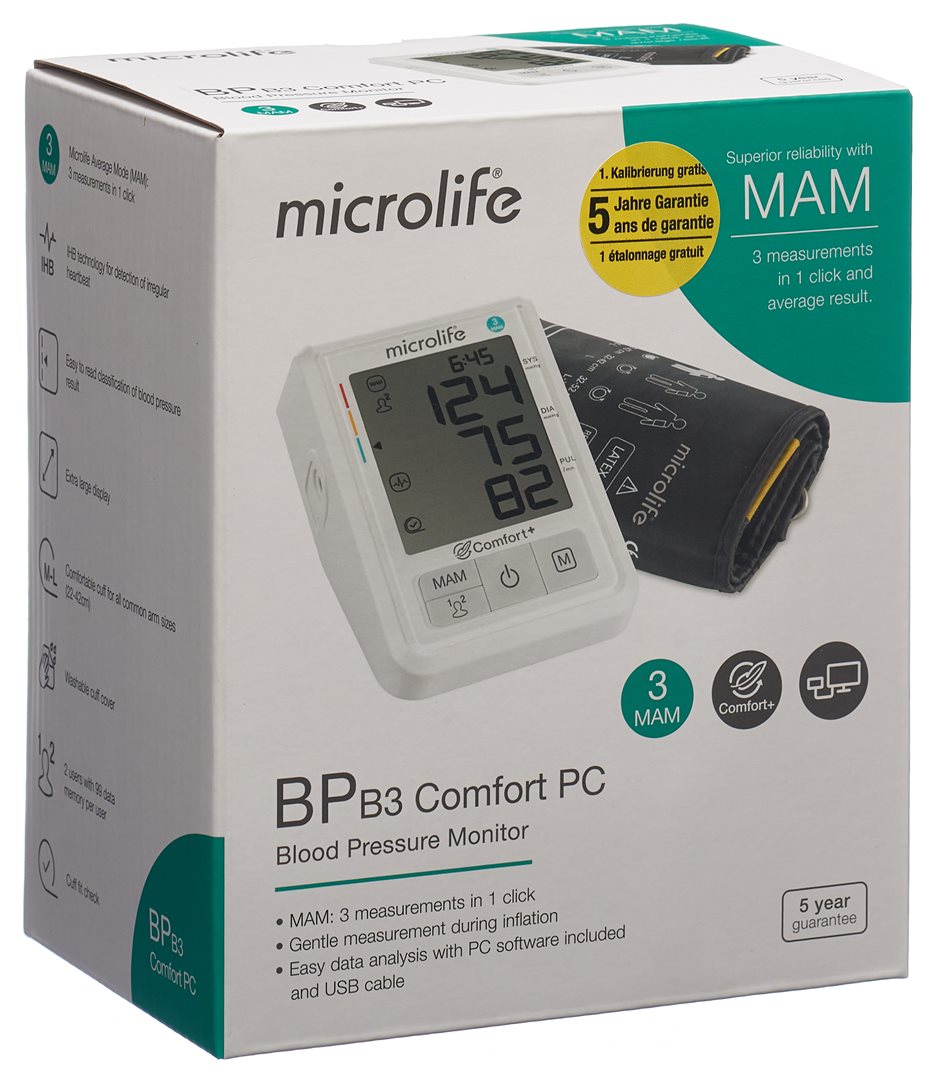 MICROLIFE Tensiomètre BP B3 Confort | Mesure Précise et Facile