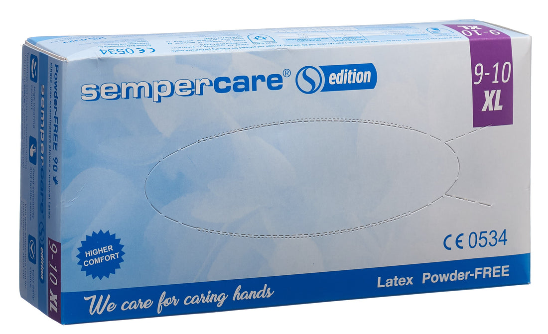 SEMPERCARE Gants Latex XL sans Poudre 90 Pièces | Confort &amp; Protection