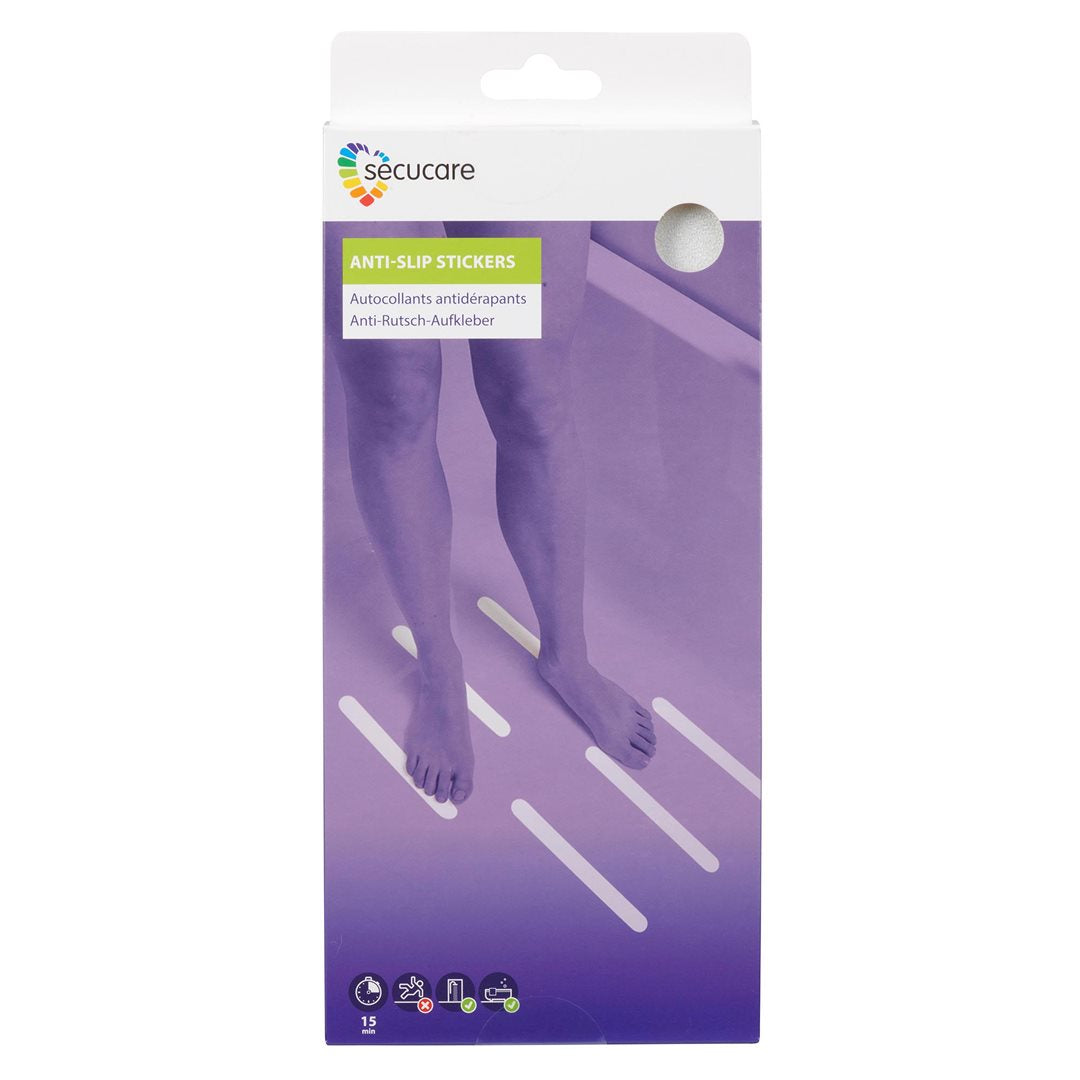 SECUCARE Autocollant Antiderapant 24.5x2.5cm 12 Bandes | Sécurité &amp; Confort