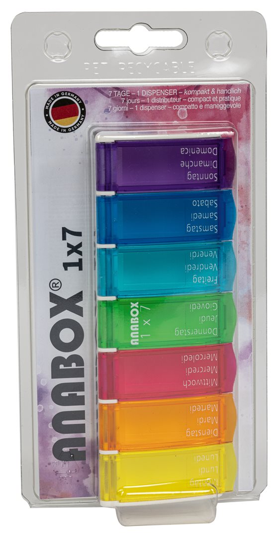 ANABOX Pilulier 1x7 Jours Multicolore | Organisation Facile des Médicaments
