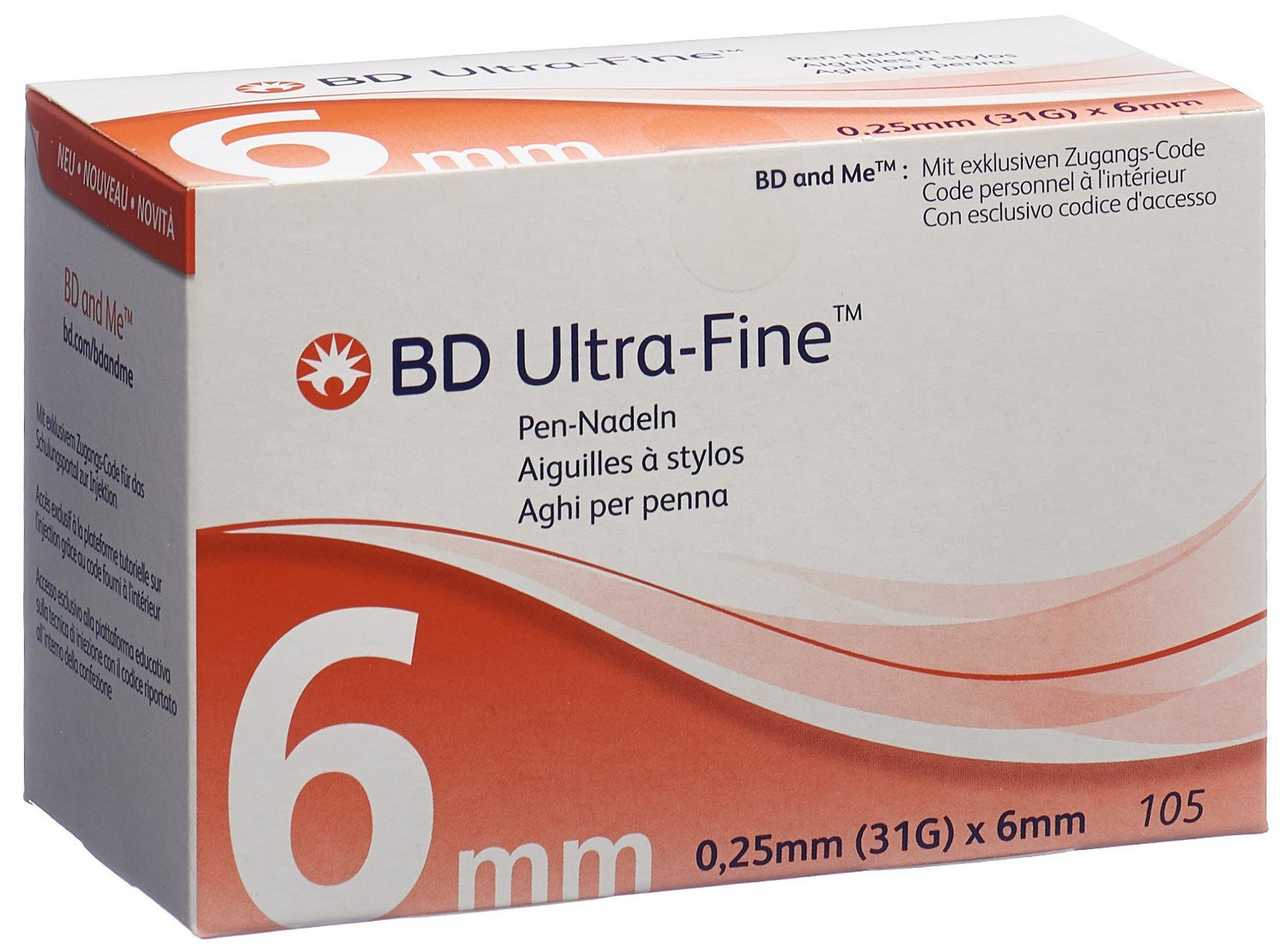 BD Ultra-Fine Aiguilles Stylo 31G 0.25x6mm 105 Pièces Confort