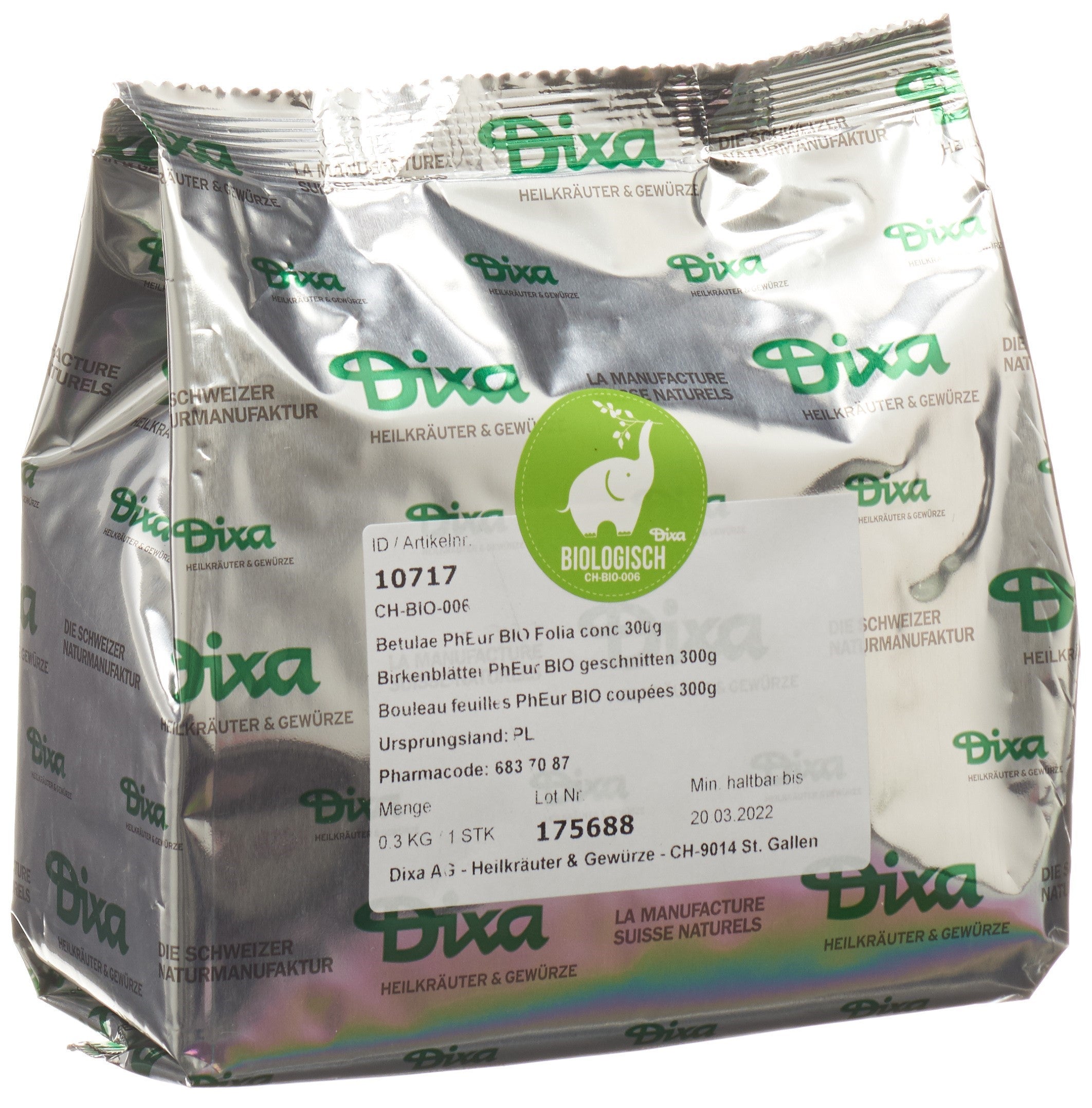 DIXA Bouleau BIO feuilles coupées 300 g | Infusion Détox &amp; Drainage