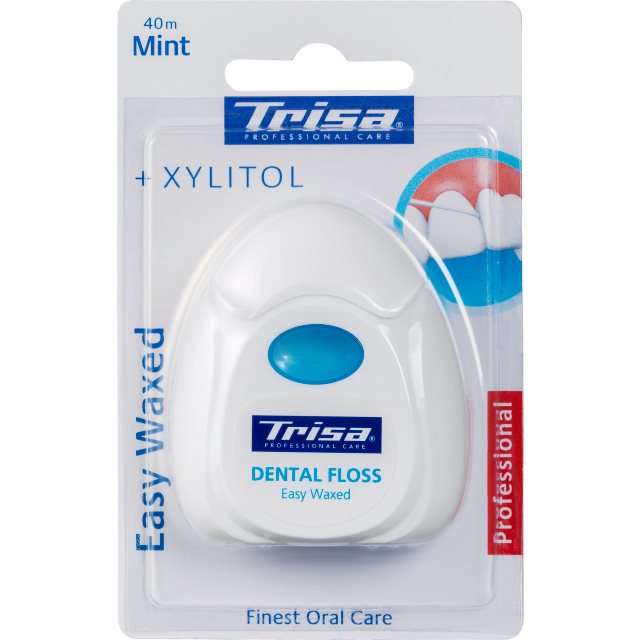 TRISA Easy Waxed Fil Dentaire Menthe Xylitol | Soin Buccal 40 m