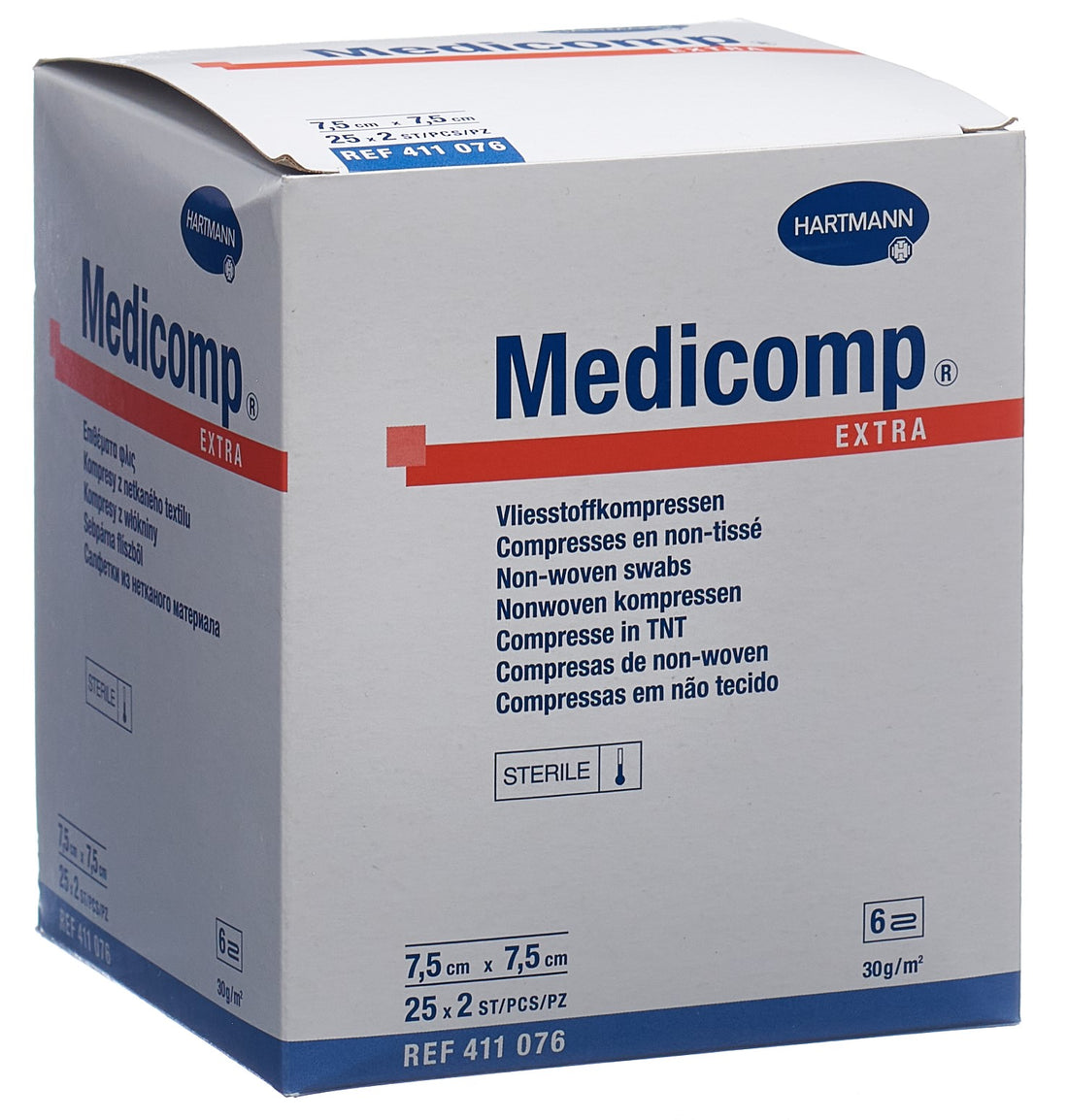 MEDICOMP Extra Compresses Coton 6 plis 7.5x7.5cm 25x2