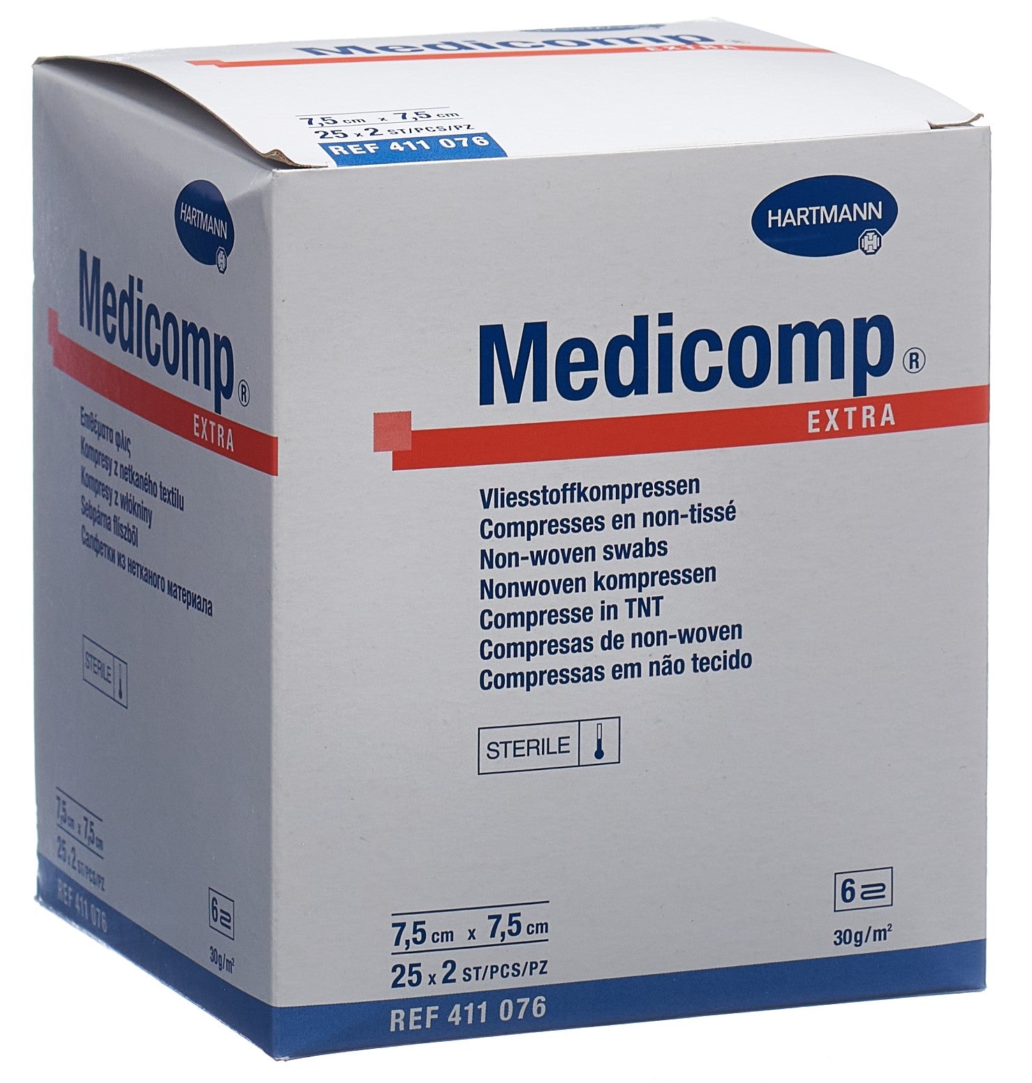 MEDICOMP Extra Compresses Coton 6 plis 7.5x7.5cm 25x2